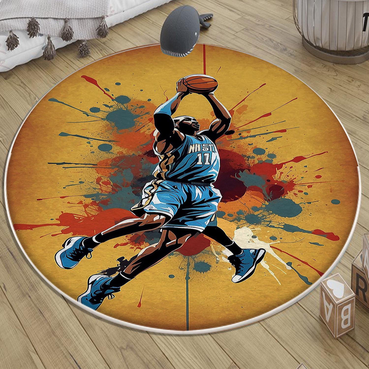 Basketball Player Nursery Kids Room Rug, Cute Play Rug Gift For Kid, Baby Kids Room Gift, Kids Room Decor with pillow case gift