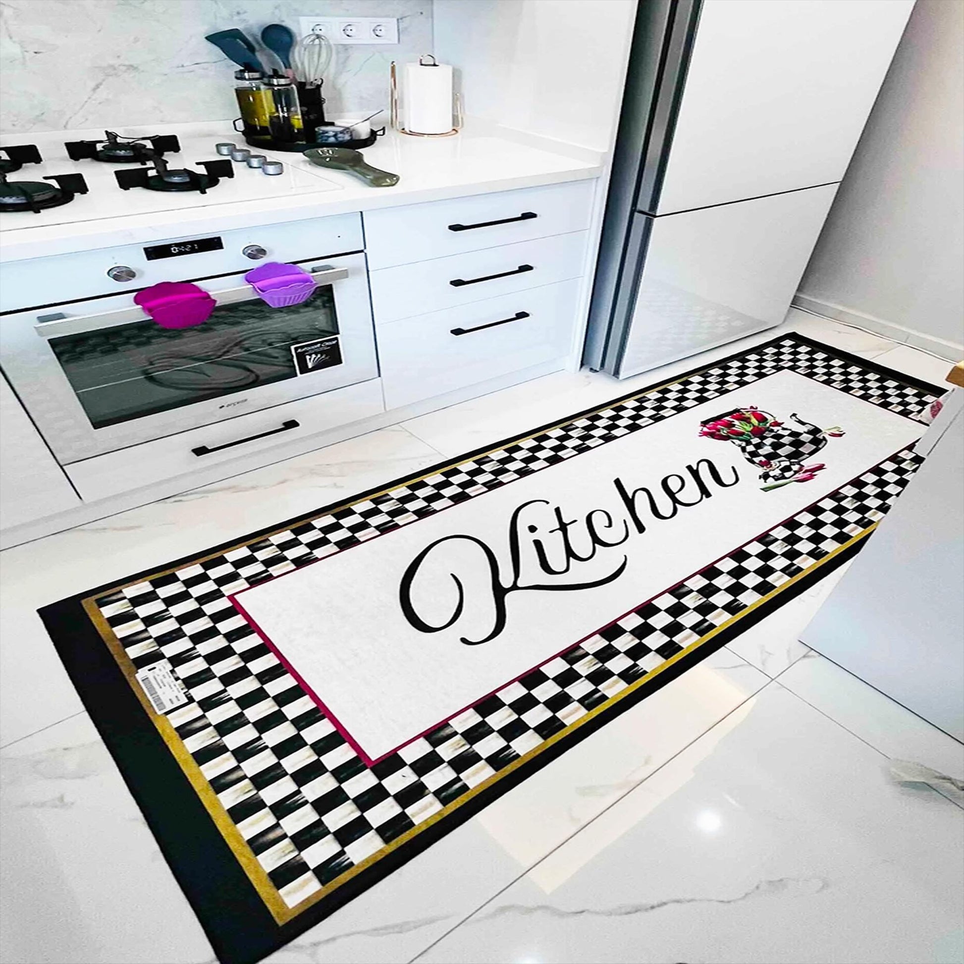 Washable Non-Slip Kitchen Runner Rug Floor Mat, Non-Slip Kitchen Mat, Home Decor Kitchen Rug, Modern Design Kitchen Mat