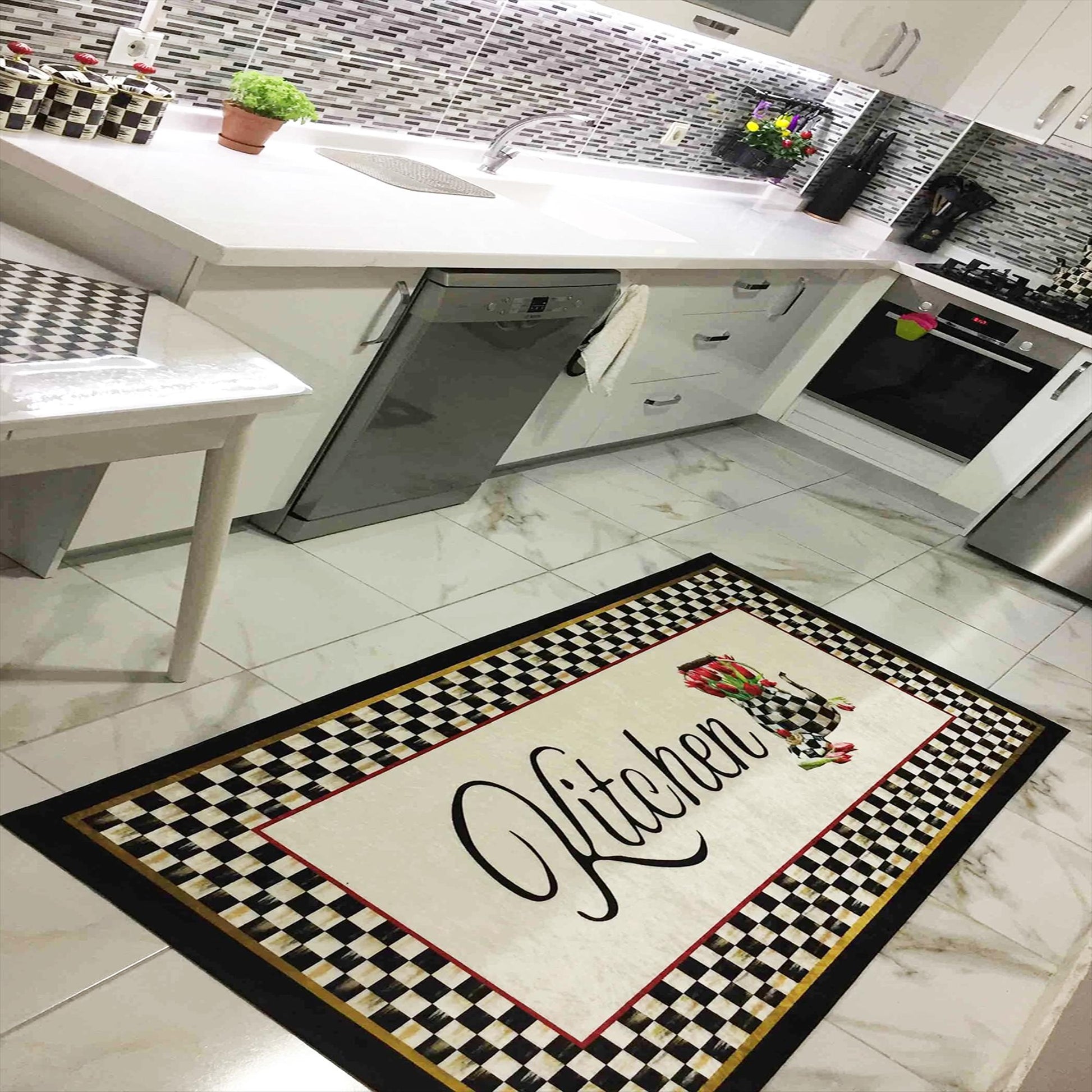 Washable Non-Slip Kitchen Runner Rug Floor Mat, Non-Slip Kitchen Mat, Home Decor Kitchen Rug, Modern Design Kitchen Mat