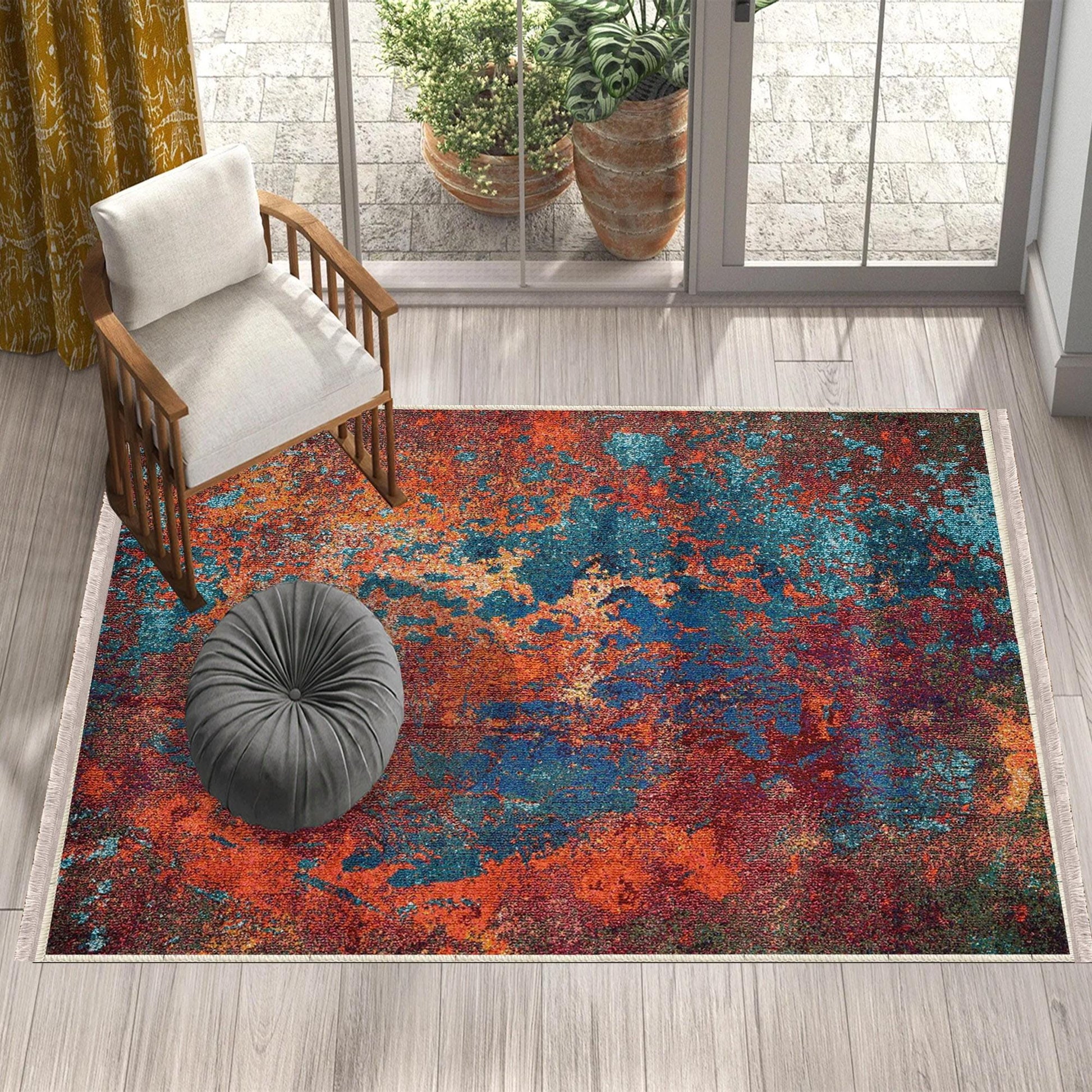 Authentic Ethnic Retro Persian Non-Slip Turkish Kilim Area Rug, Washable Living Room Rugs with pillow case gift, Housewarming Gift