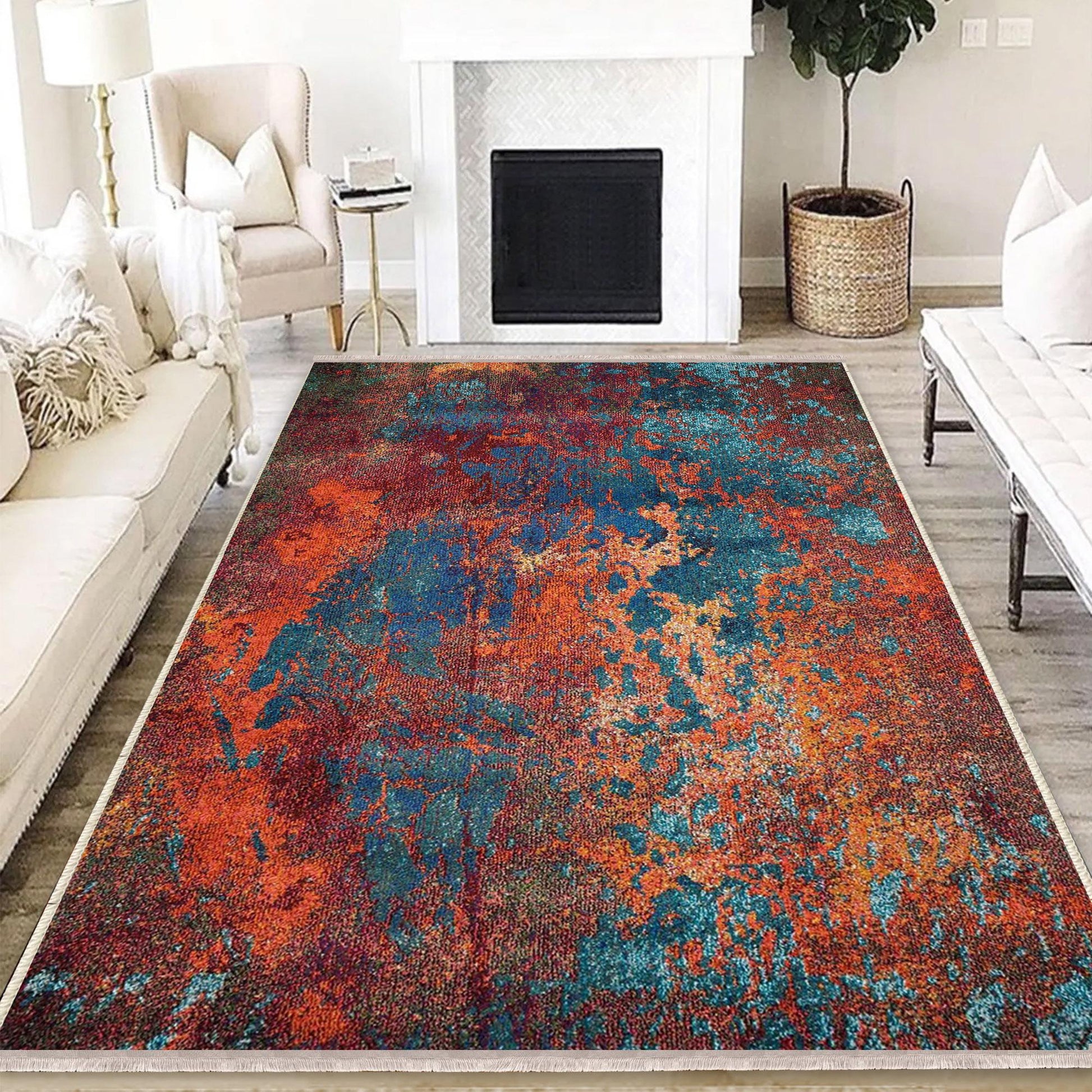 Authentic Ethnic Retro Persian Non-Slip Turkish Kilim Area Rug, Washable Living Room Rugs with pillow case gift, Housewarming Gift
