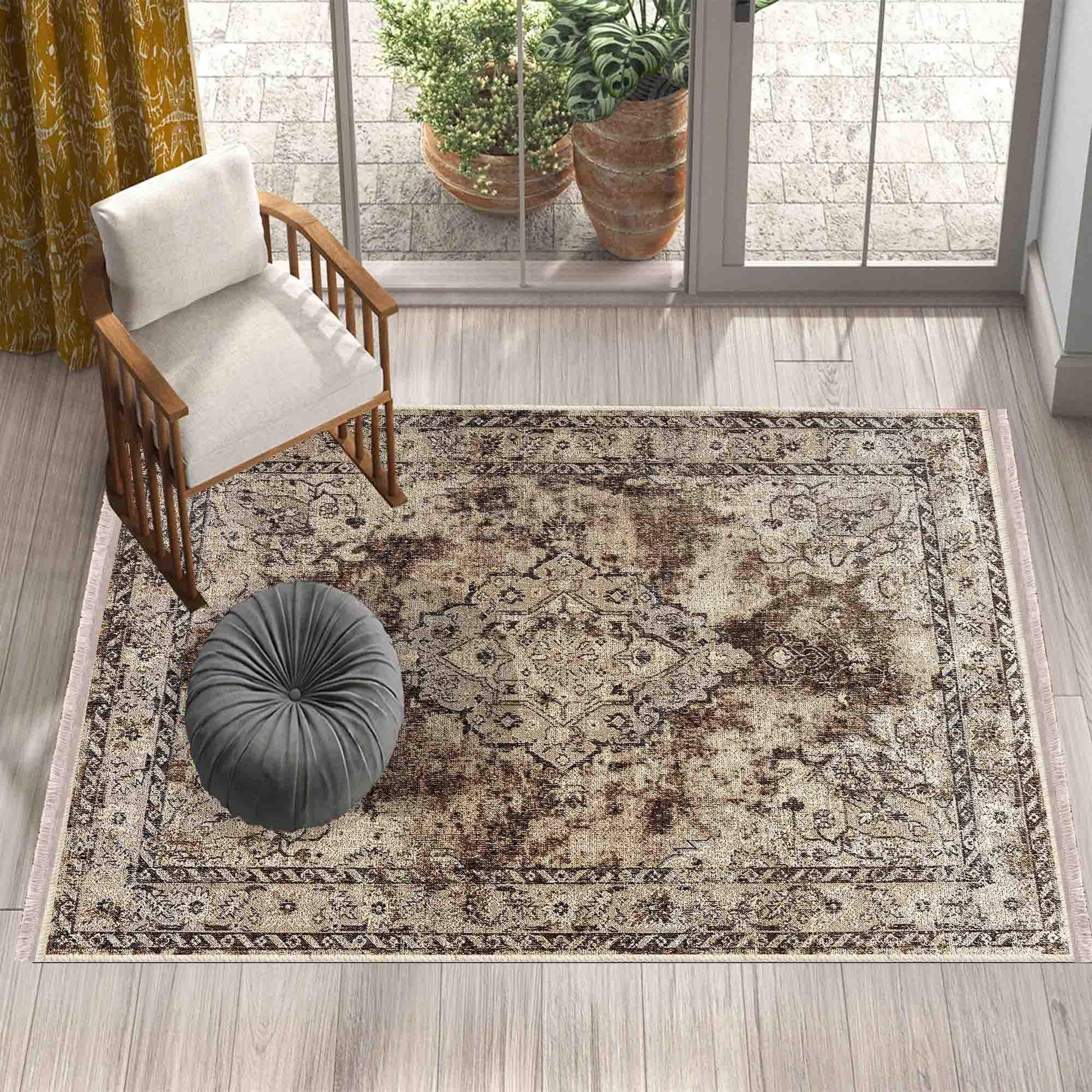 Authentic Ethnic Retro Persian Anatolian Turkish Kilim Area Rug, Washable Non Slip Living Room Rugs with pillow case gift, Housewarming Gift