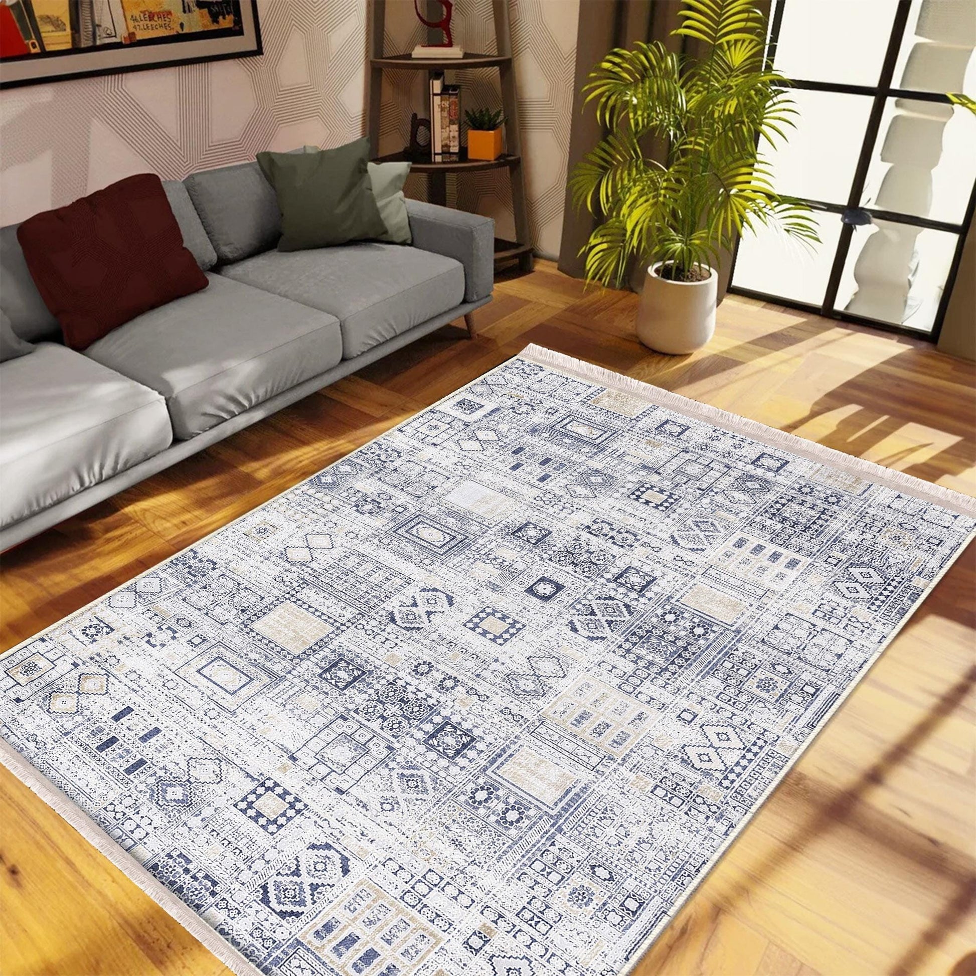 Authentic Ethnic Retro Persian Anatolian Turkish Kilim Area Rug, Washable Non Slip Living Room Rugs with pillow case gift, Brown Retro Rug