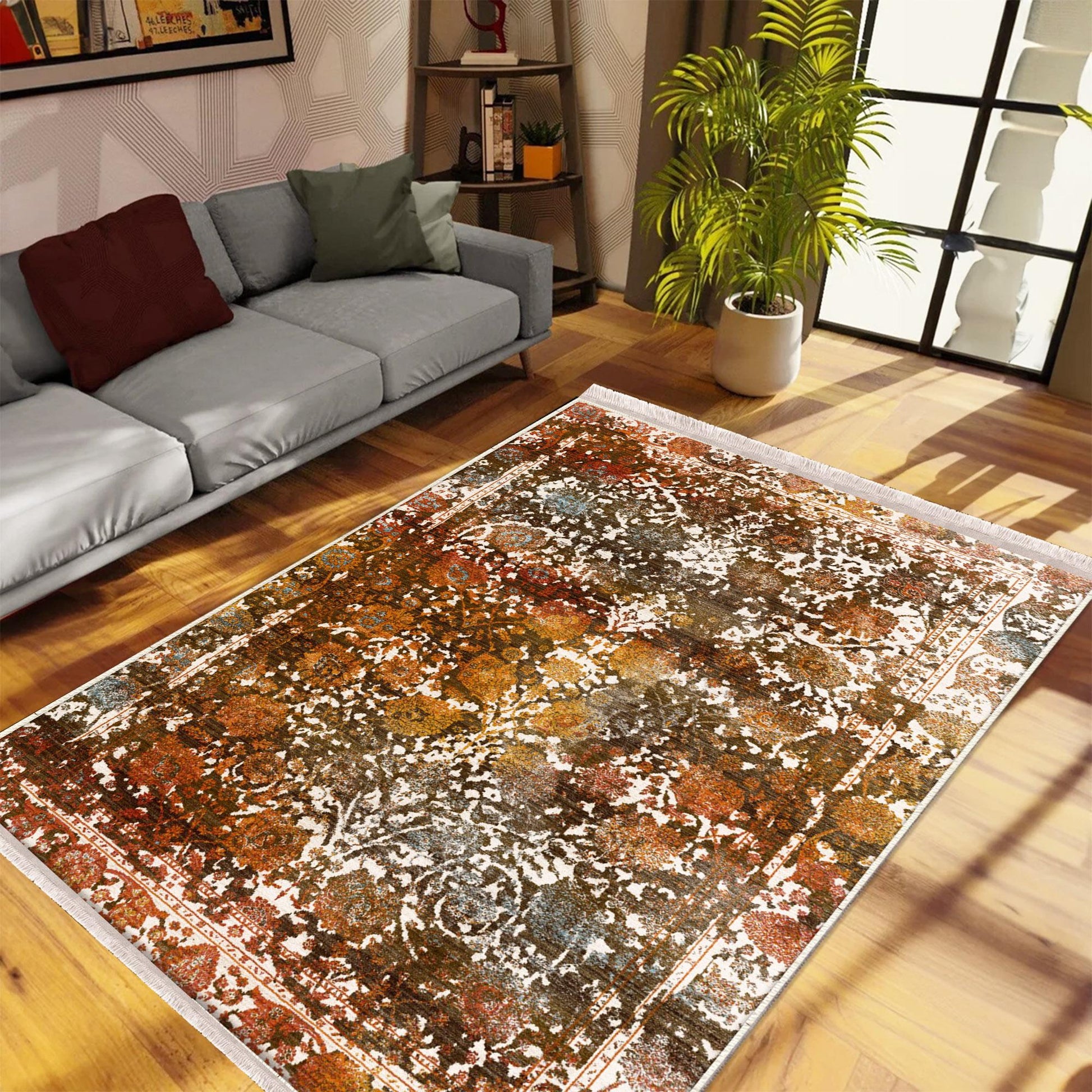 Authentic Ethnic Retro Persian Anatolian Turkish Kilim Area Rug, Washable Non Slip Living Room Rugs with pillow case gift, Housewarming Gift