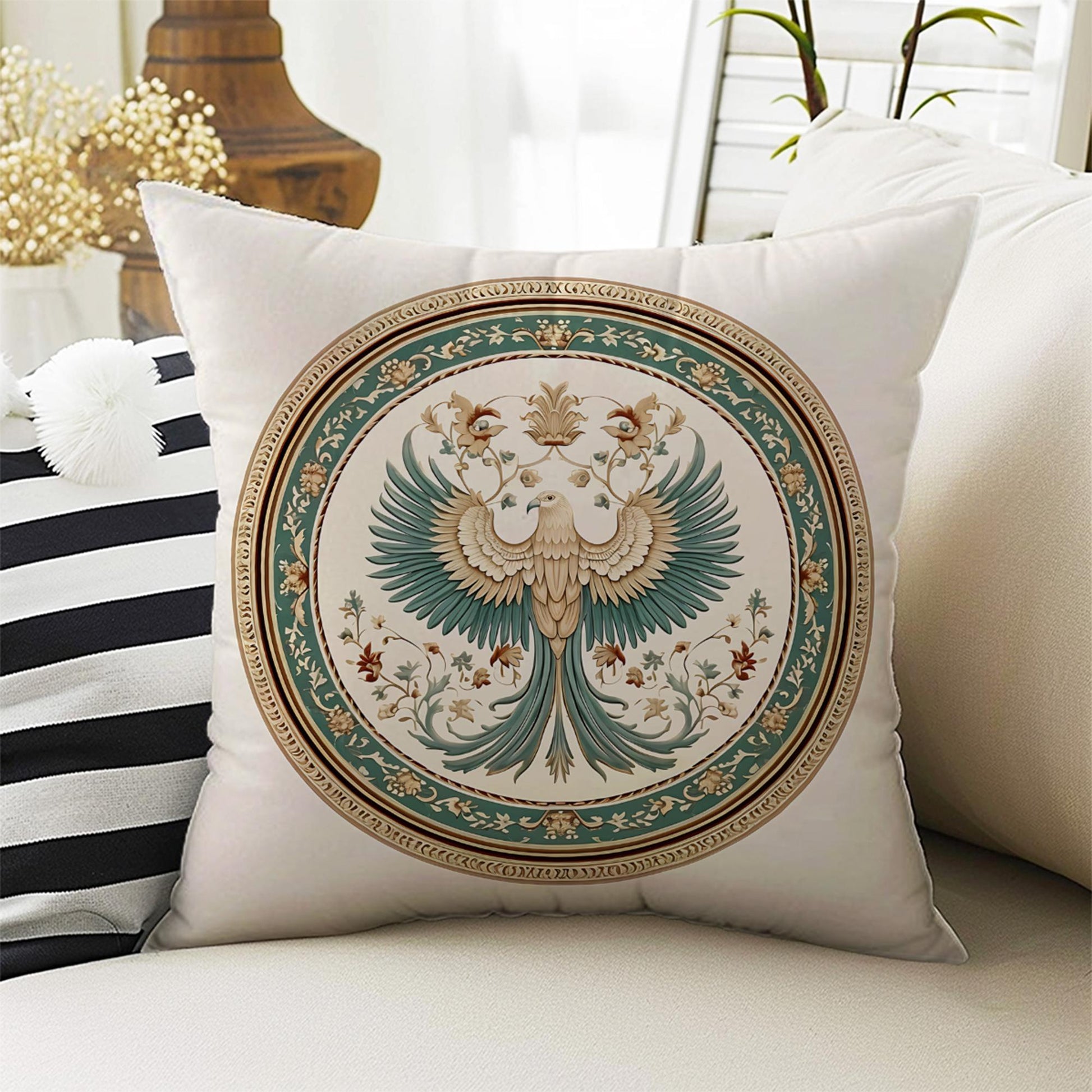 Antiqued Vintage Birds Theme Both Side Printed Pillow Cases, Cozy Cottagecore Accent Pillow, Bird Spun Pillow Cushion, Housewarming Gift