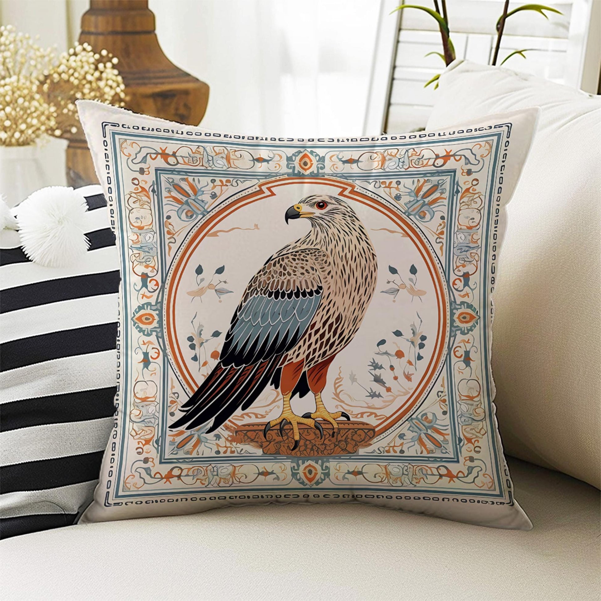 Antiqued Vintage Birds Theme Both Side Printed Pillow Cases, Cozy Cottagecore Accent Pillow, Bird Spun Pillow Cushion, Housewarming Gift
