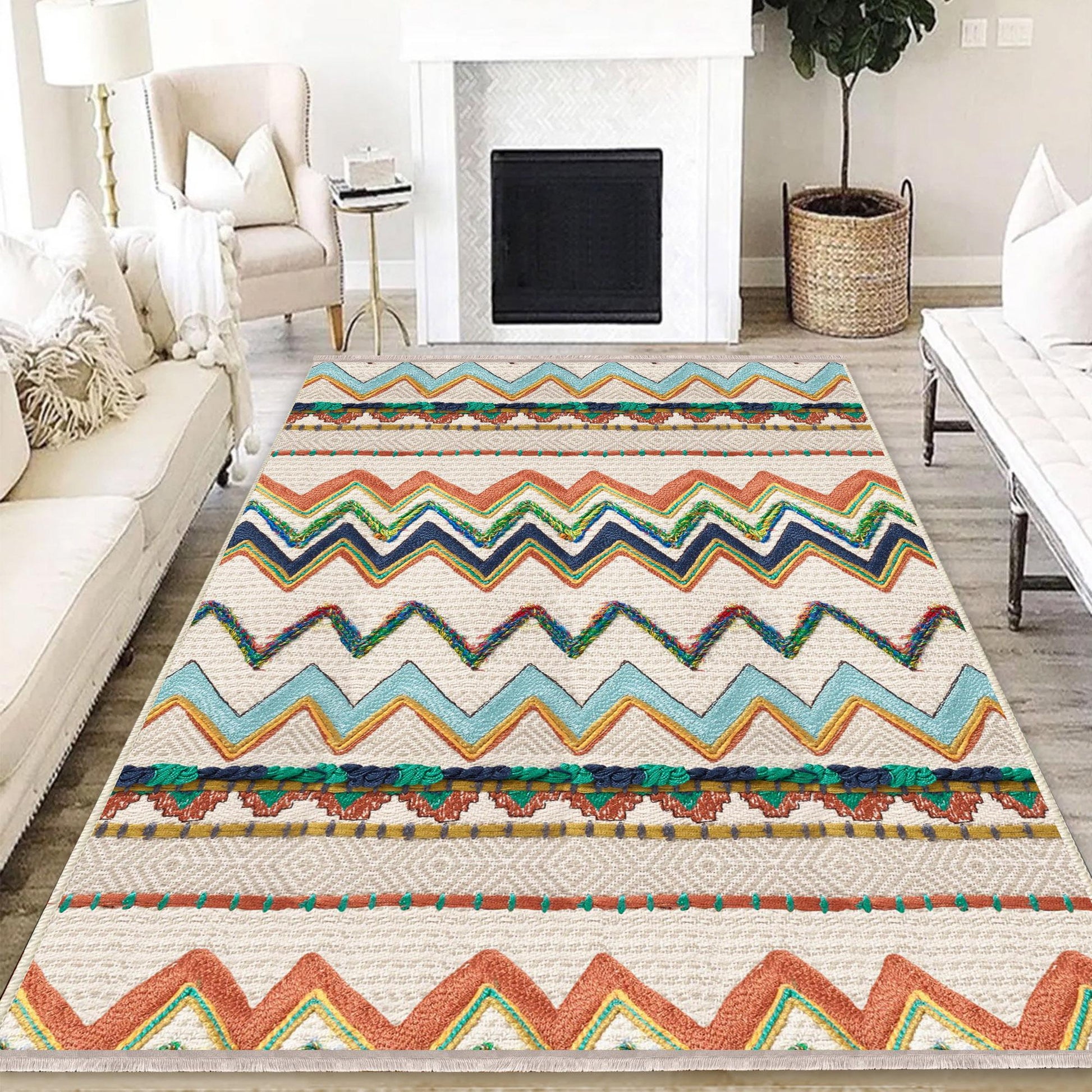 Authentic Ethnic Retro Persian Anatolian Turkish Kilim Area Rug, Washable Non Slip Living Room Rugs with pillow case gift, Housewarming Gift