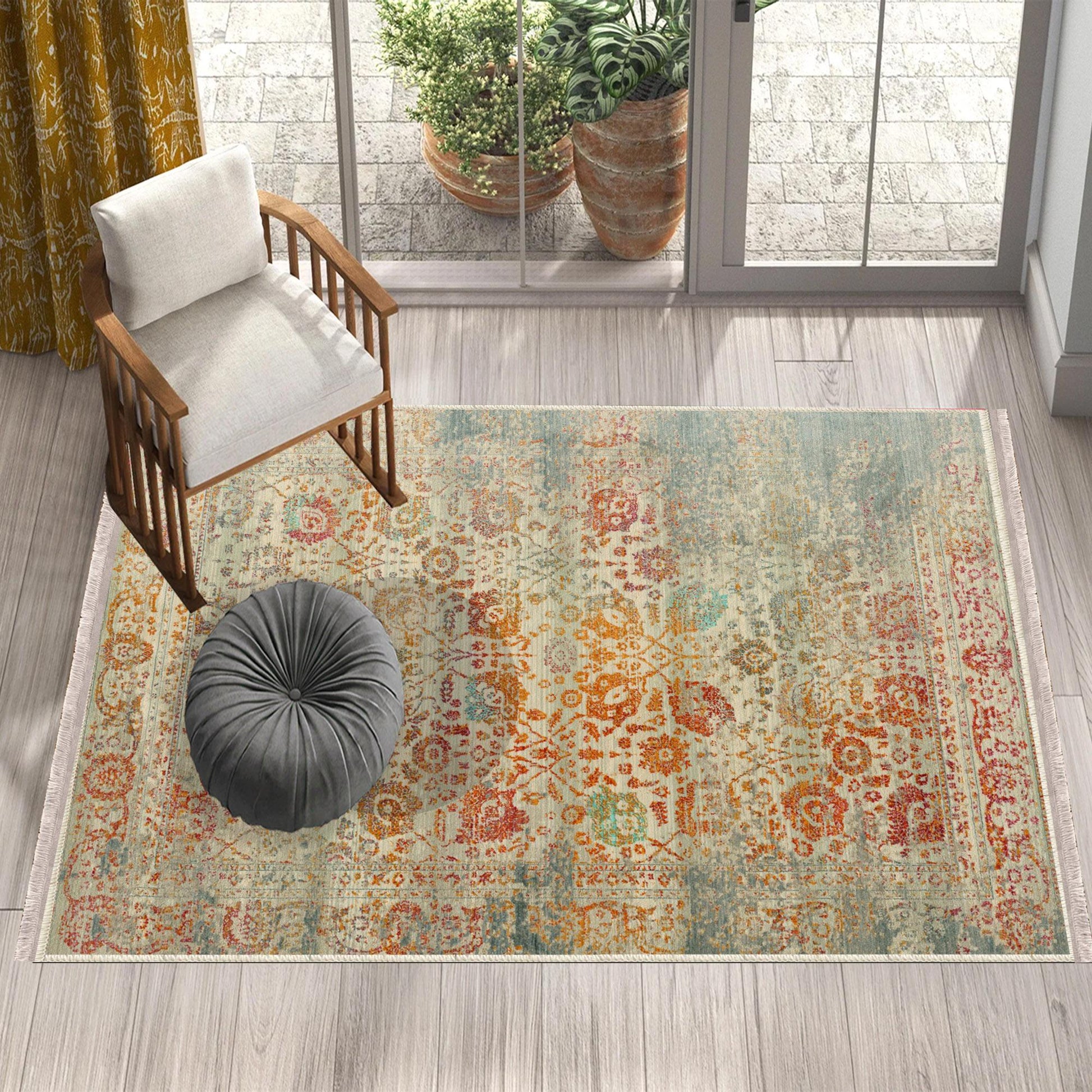 Authentic Ethnic Retro Persian Anatolian Turkish Kilim Area Rug, Washable Non Slip Living Room Rugs with pillow case gift, Housewarming Gift