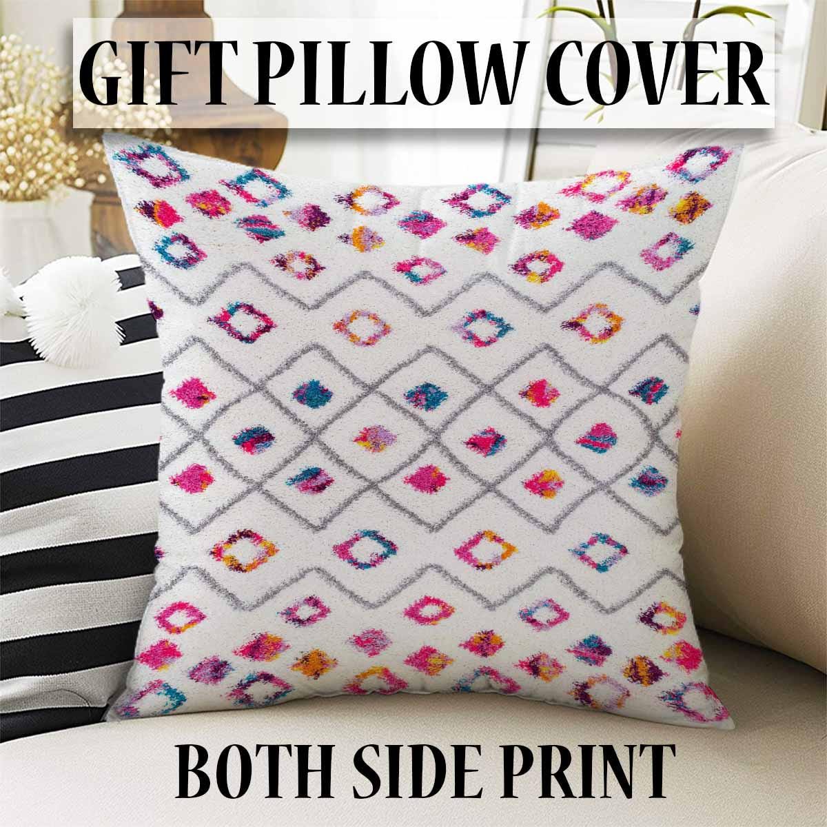 Colorful Nordic Modern Design Area Rug Runner, Geometric Accent Carpet, Unique Room Mat, Washable Anti-Slip Rug with pillow case gift