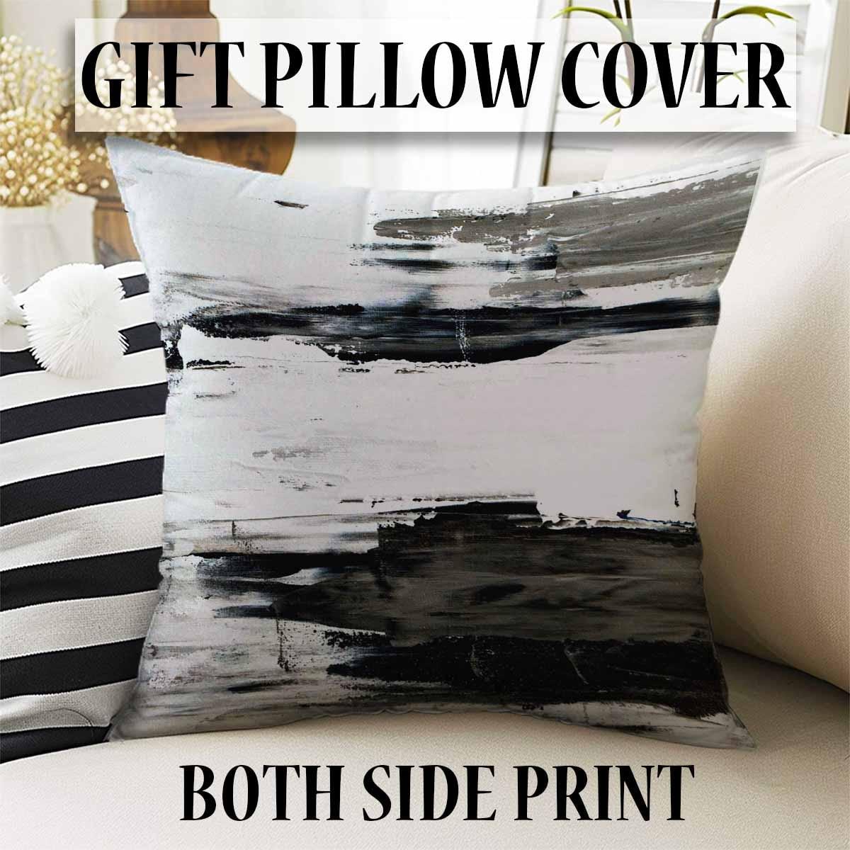 Black White Abstract Modern Design Area Rug Runner, Geometric Accent Carpet, Unique Room Mat, Washable Anti-Slip Rug with pillow case gift