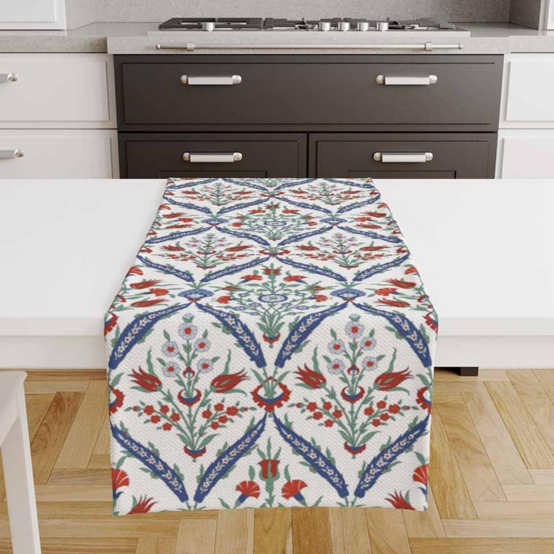 Table Runner Authentic Retro Turkish Ottoman Floral Red Tulip Flowers Modern Dining Room Decor Accent Home Decoration