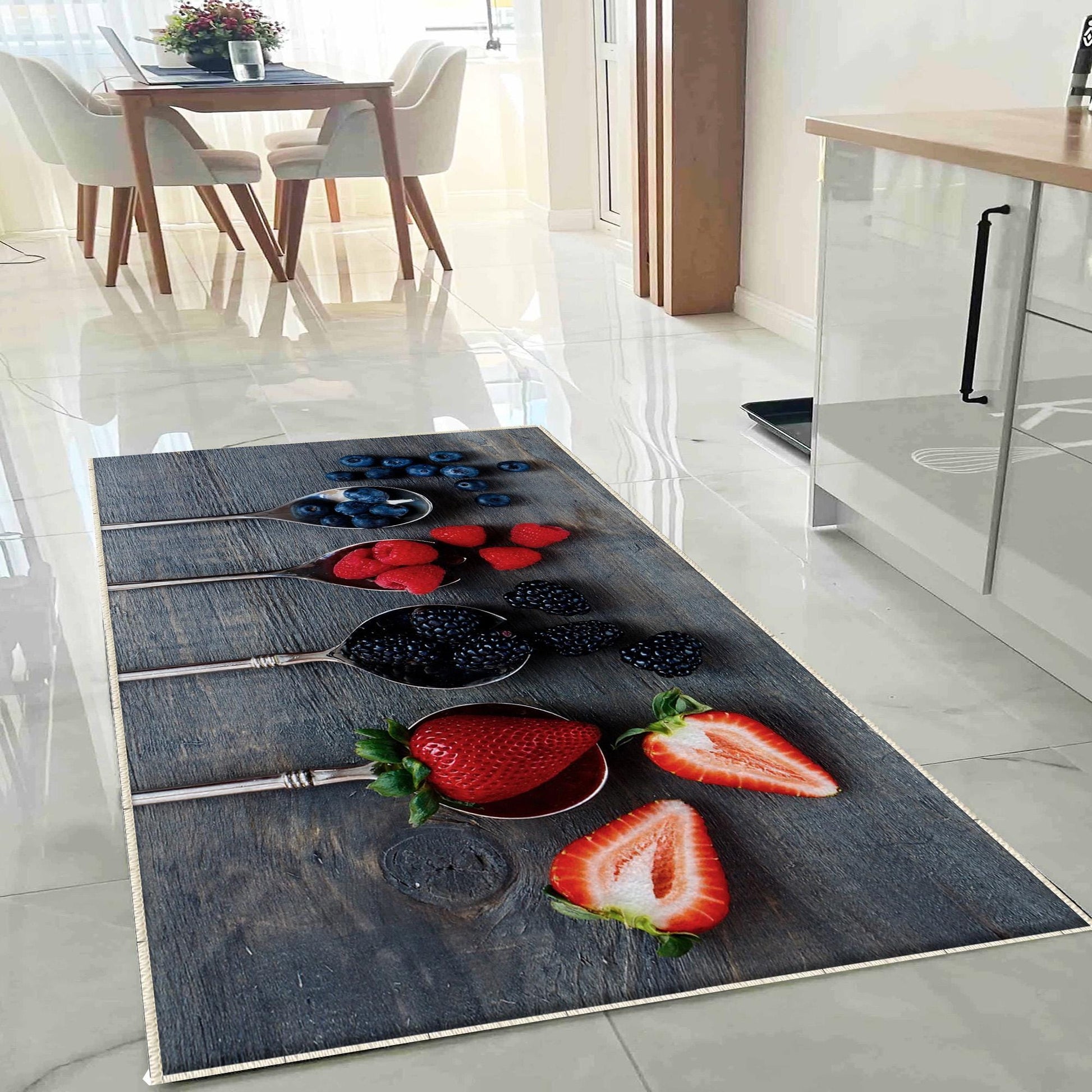 Fruits Theme Non-Slip Kitchen Runner Rug - Washable Floor Mat, Modern Home Decor Kitchen Mat, Durable Anti-Fatigue Mat