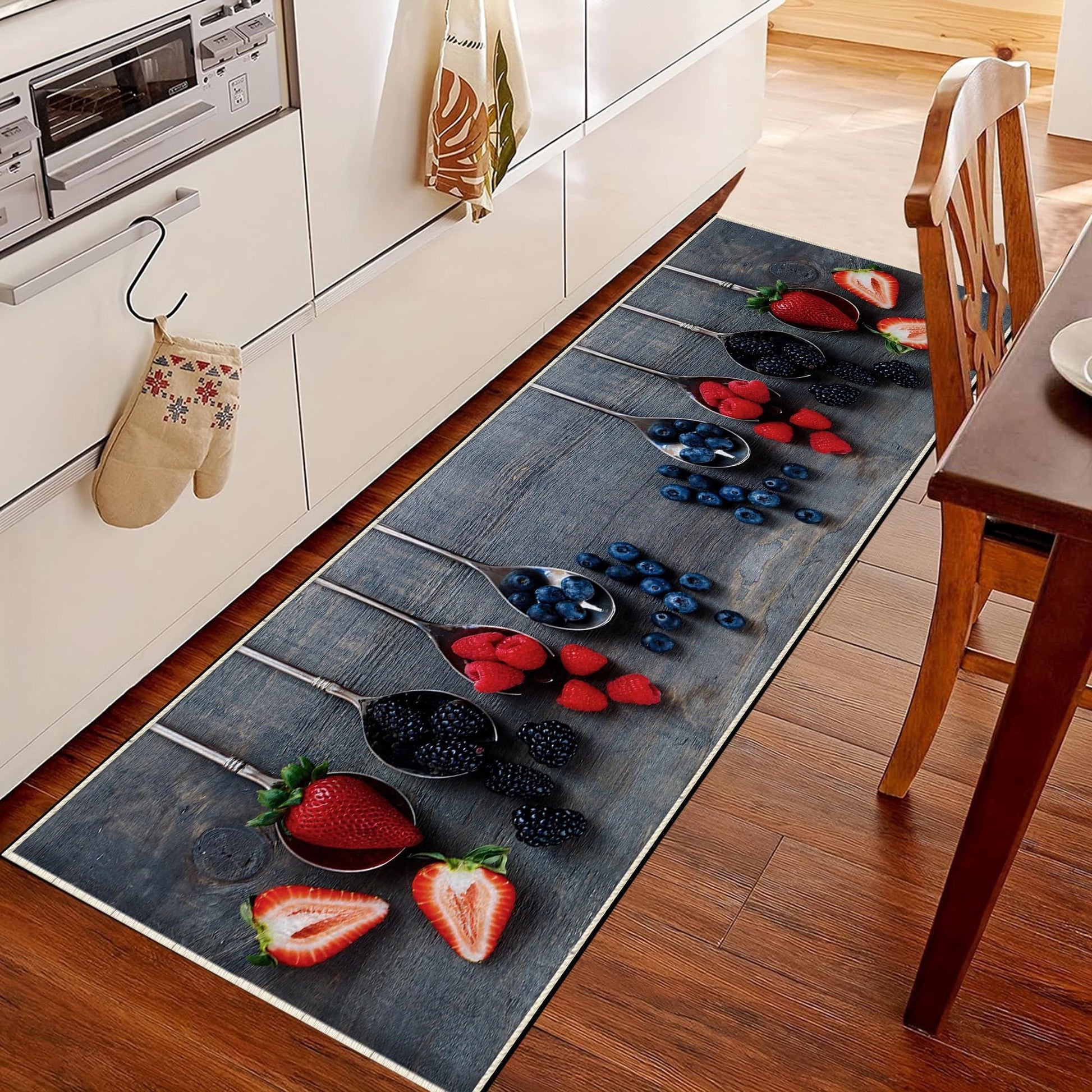 Fruits Theme Non-Slip Kitchen Runner Rug - Washable Floor Mat, Modern Home Decor Kitchen Mat, Durable Anti-Fatigue Mat