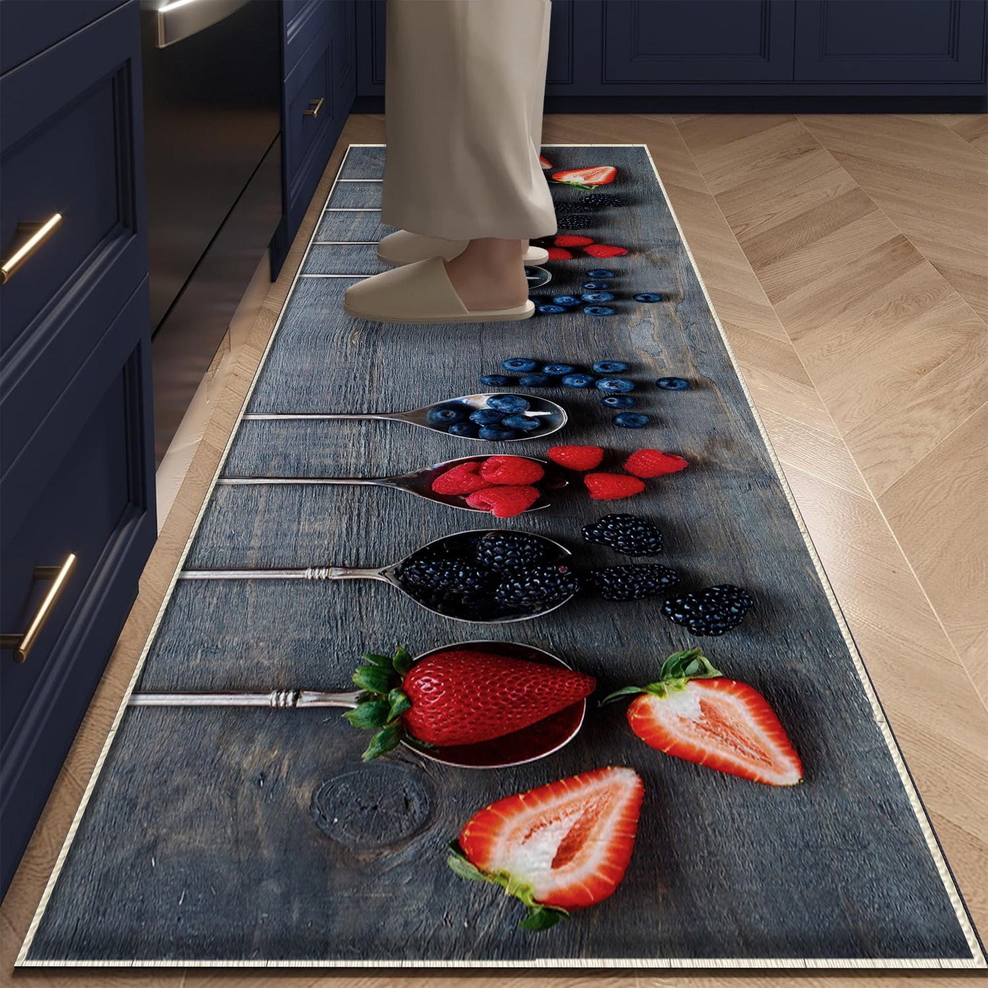 Fruits Theme Non-Slip Kitchen Runner Rug - Washable Floor Mat, Modern Home Decor Kitchen Mat, Durable Anti-Fatigue Mat