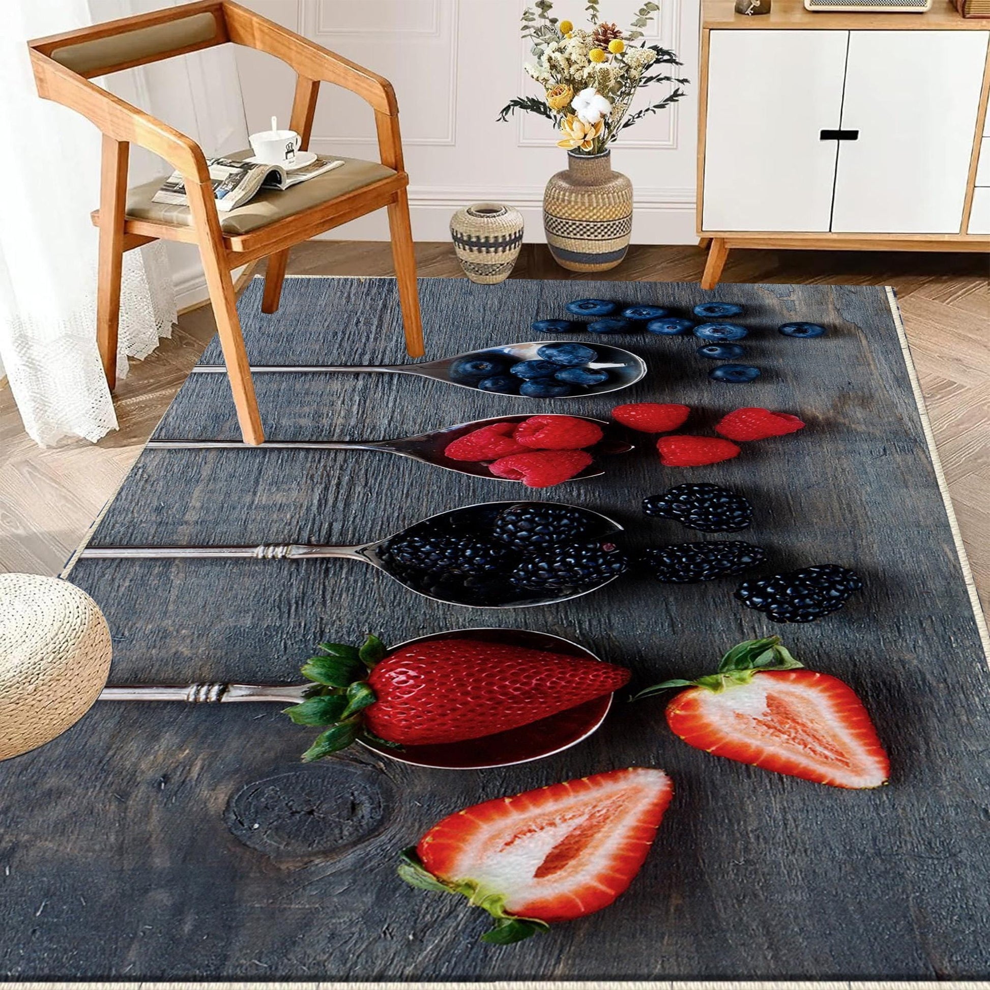 Fruits Theme Non-Slip Kitchen Runner Rug - Washable Floor Mat, Modern Home Decor Kitchen Mat, Durable Anti-Fatigue Mat