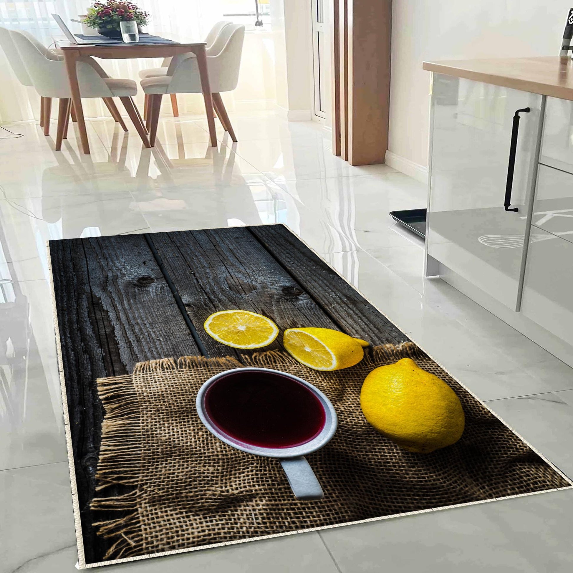 Lemons Kitchen Runner Rug Washable Non-Slip Mat, Modern Home Decor Floor Mat for Kitchen, Durable & Stylish Runner
