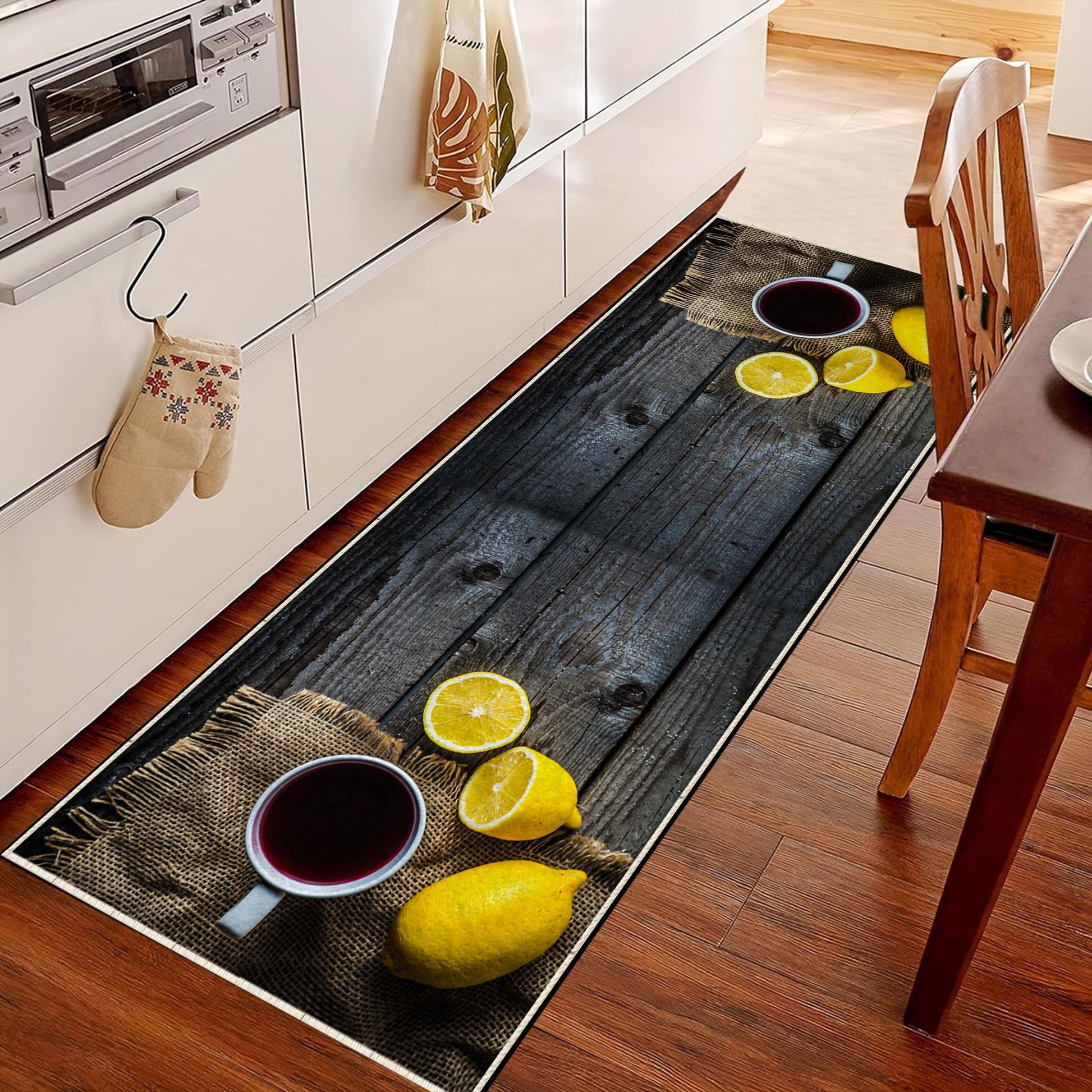 Lemons Kitchen Runner Rug Washable Non-Slip Mat, Modern Home Decor Floor Mat for Kitchen, Durable & Stylish Runner