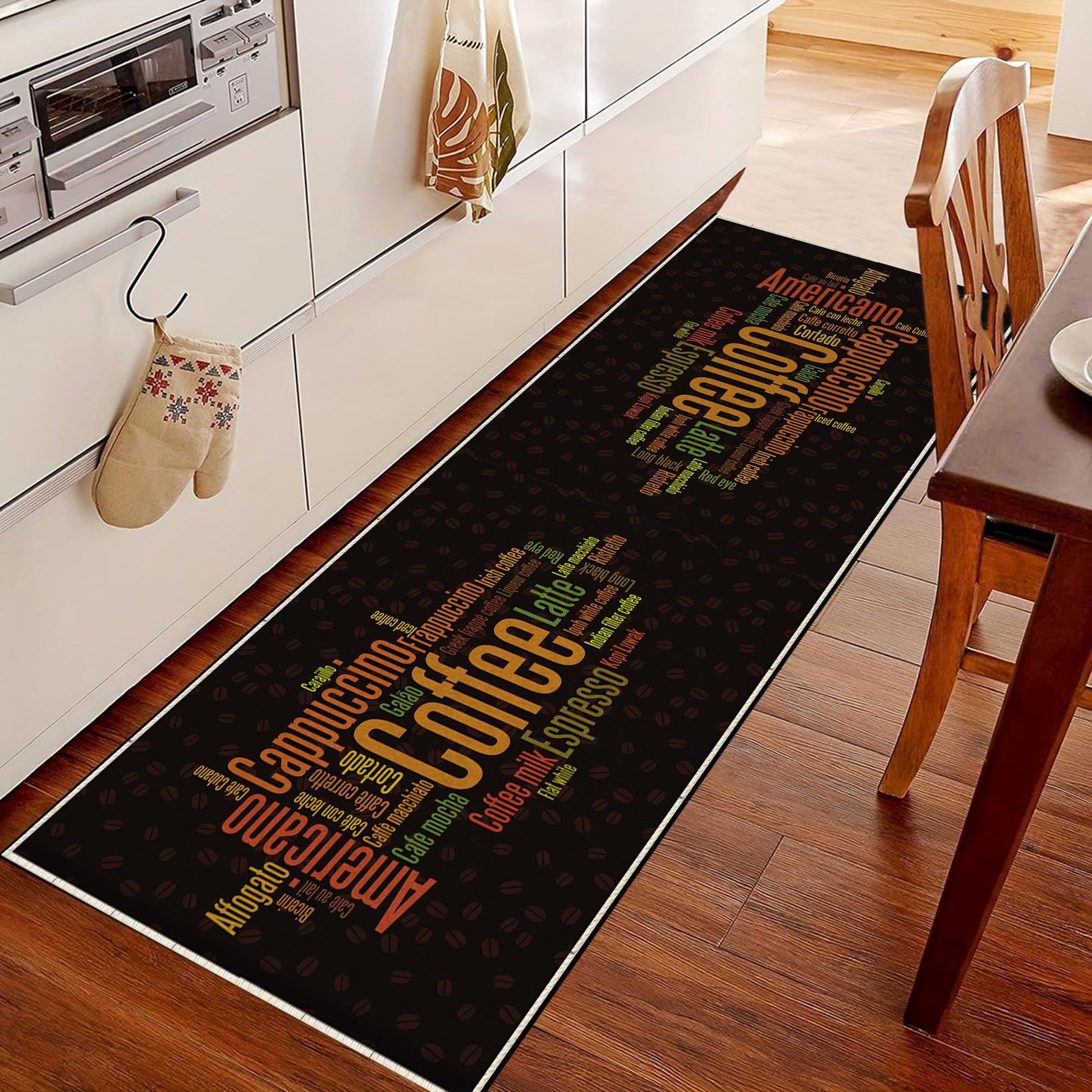 Coffee Theme Non-Slip Kitchen Runner Rug, Washable Modern Kitchen Mat, Home Decor Floor Mat for Cooking & Dining Areas