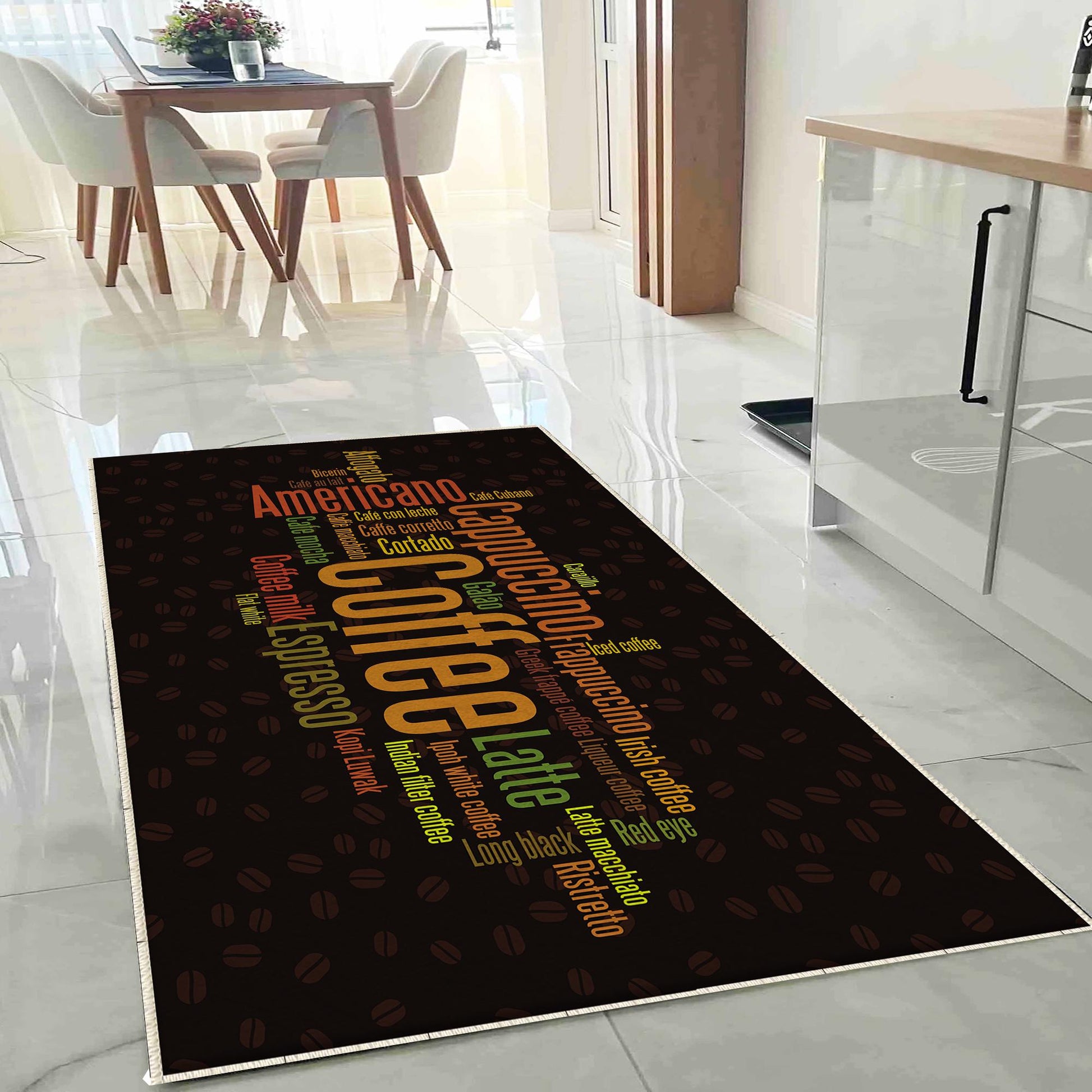 Coffee Theme Non-Slip Kitchen Runner Rug, Washable Modern Kitchen Mat, Home Decor Floor Mat for Cooking & Dining Areas