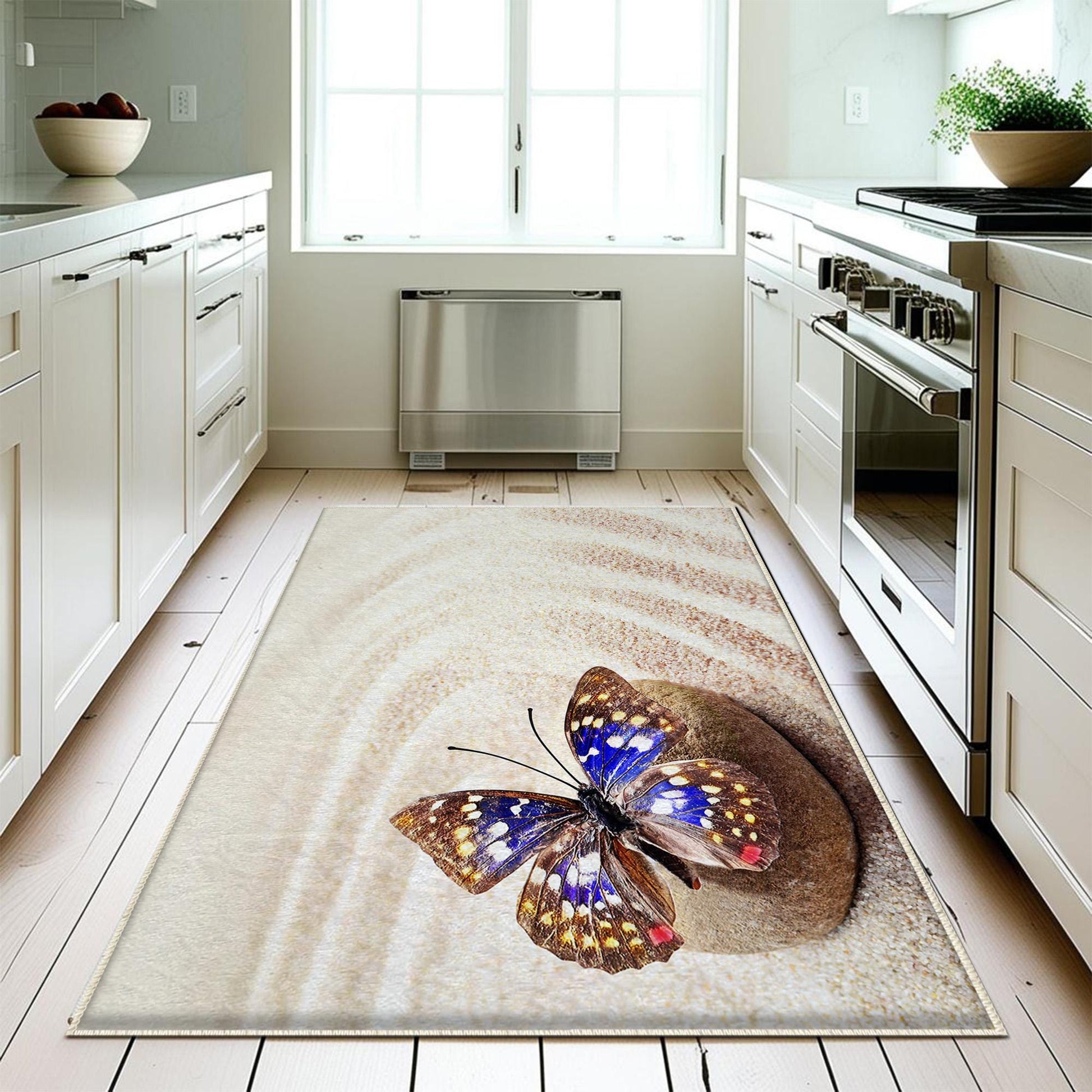 Butterfly Kitchen Runner Rug Non-Slip Washable Floor Mat, Modern Home Decor Kitchen Mat, Durable & Comfortable Non-Skid Kitchen Rug