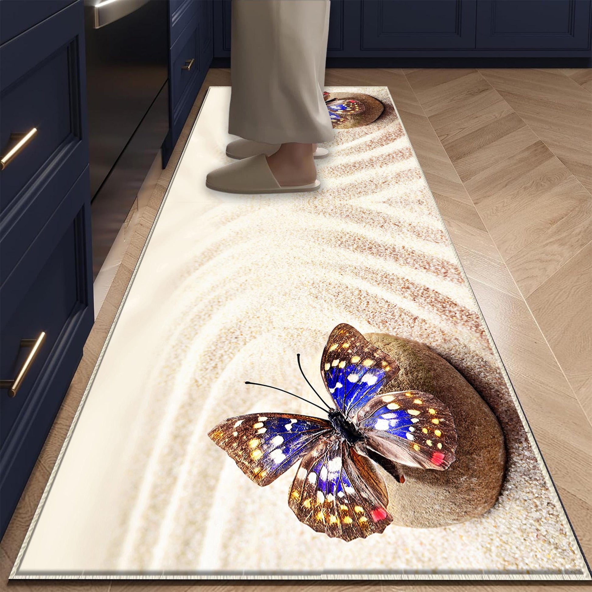 Butterfly Kitchen Runner Rug Non-Slip Washable Floor Mat, Modern Home Decor Kitchen Mat, Durable & Comfortable Non-Skid Kitchen Rug