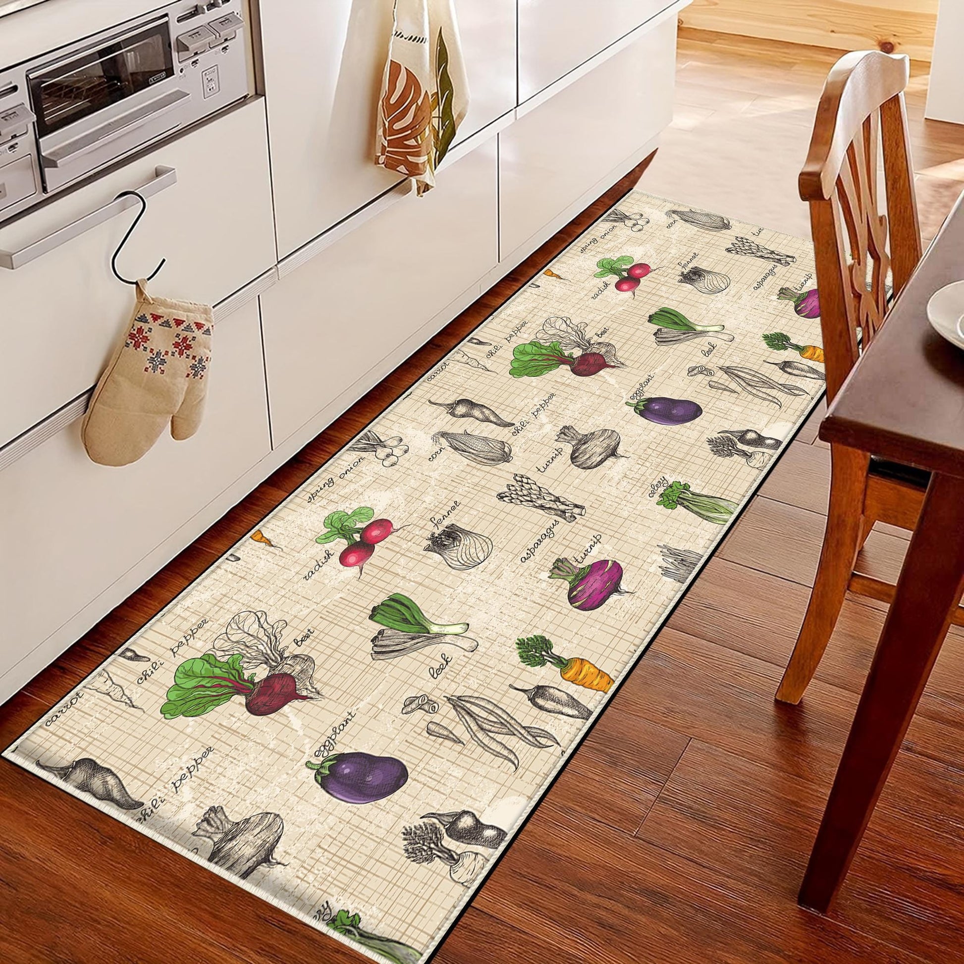 Vegetables Kitchen Runner Rug Non-Slip Washable Floor Mat Modern Decor Kitchen Mat Durable Anti-Fatigue Carpet Home Cooking Area Rug