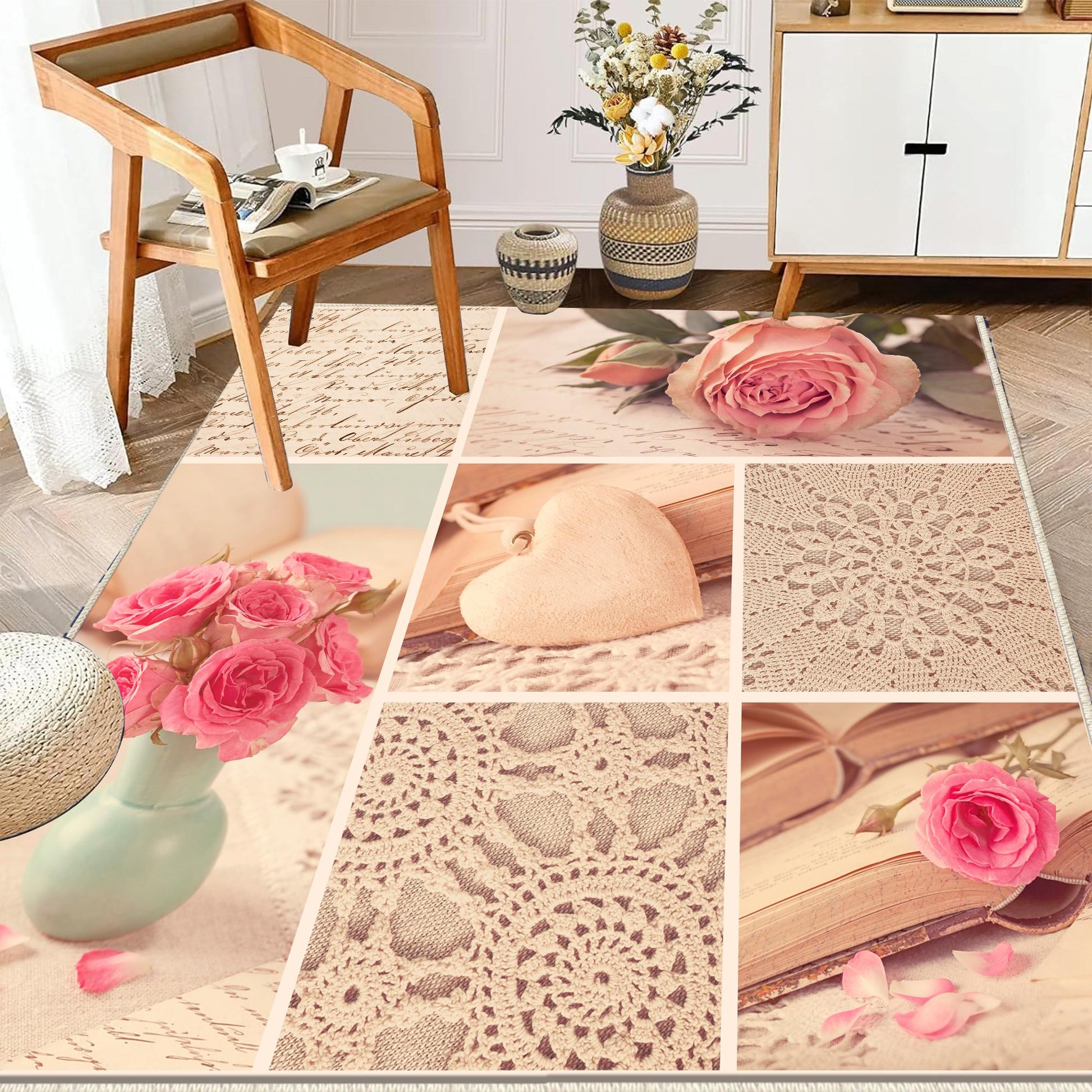Pink Retro Floral Kitchen Runner Rug - Washable Non-Slip Floor Mat for Home Decor & Modern Kitchen Design