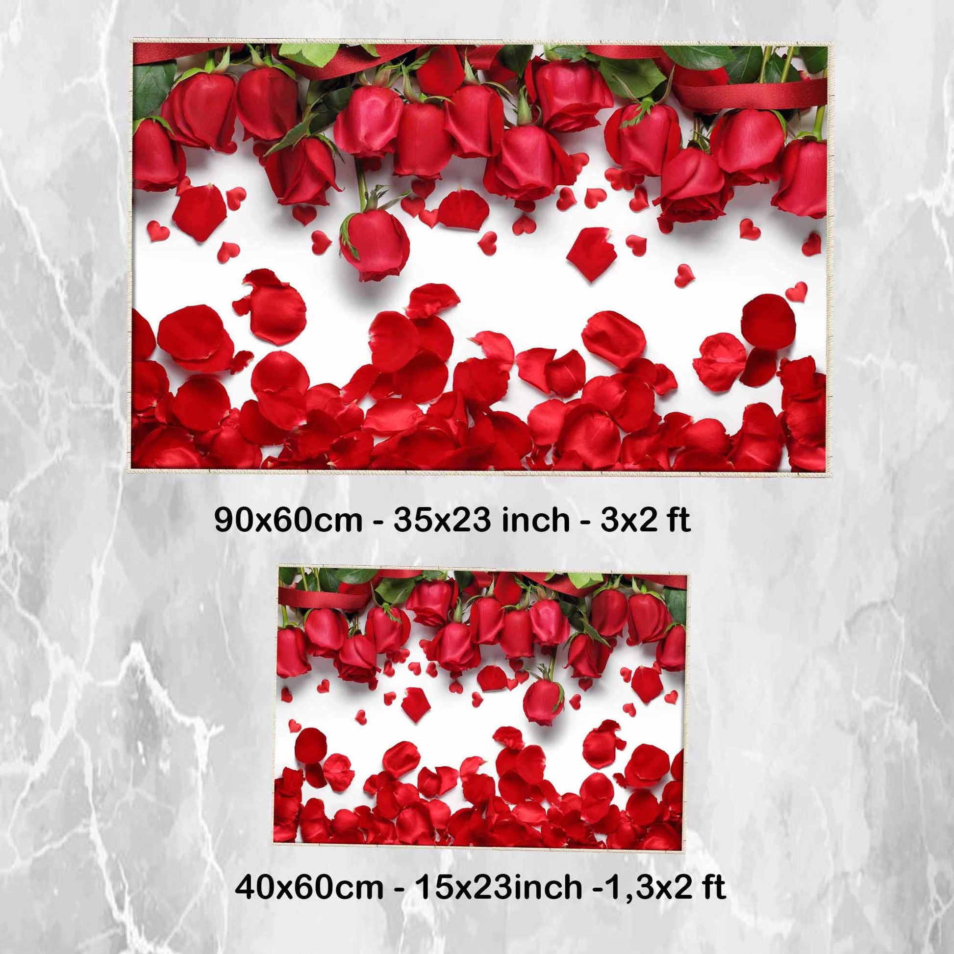 Red Roses Leaves Floral Flowers Bathroom Rug - Non Slip Bath Mat, Quick Dry Washable Toilet Mat, Soft Modern Bathroom Decor