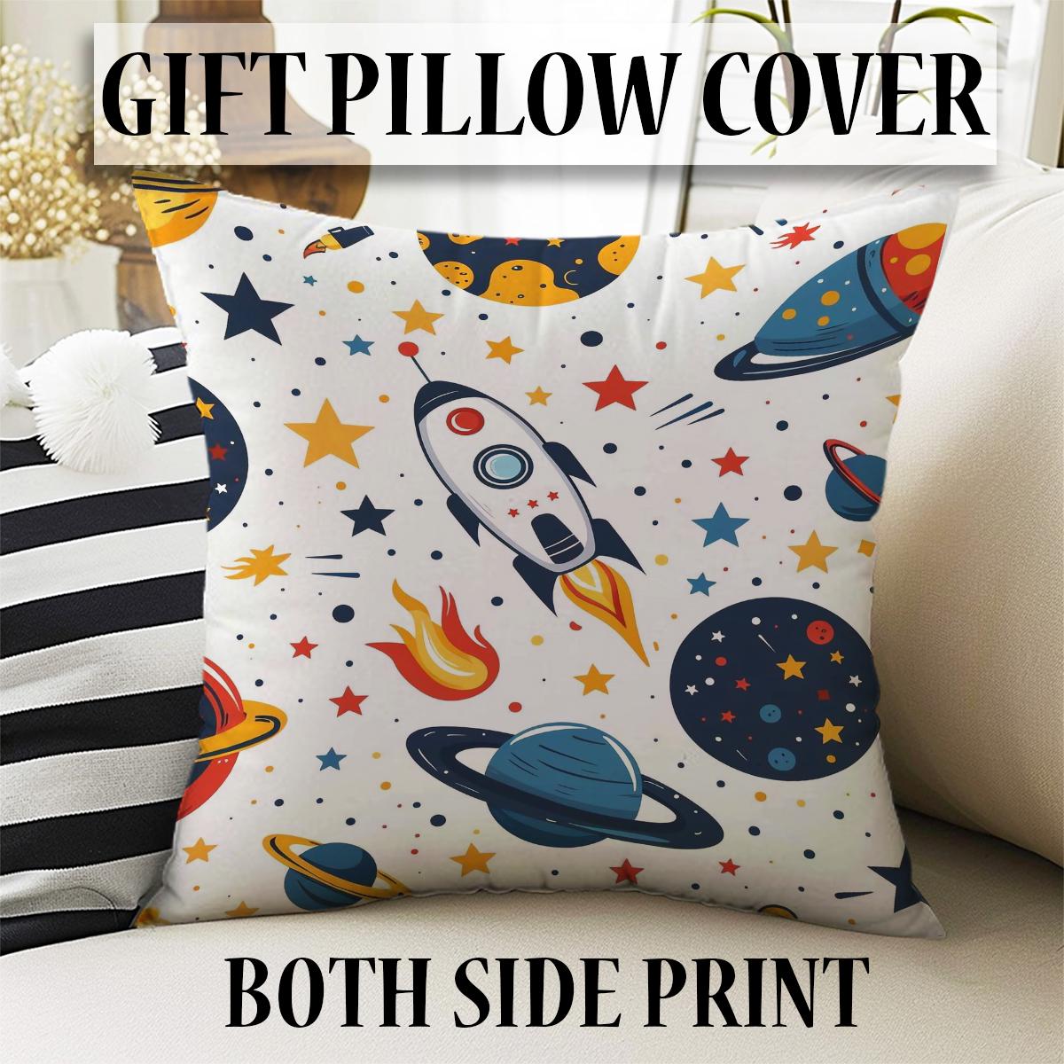 Round Galaxy Space Planets Kids Nursery Room Rug, Washable Non-Slip Rug Gift For Kids, Baby Room Gift, Kids Room Decor with pillow case gift