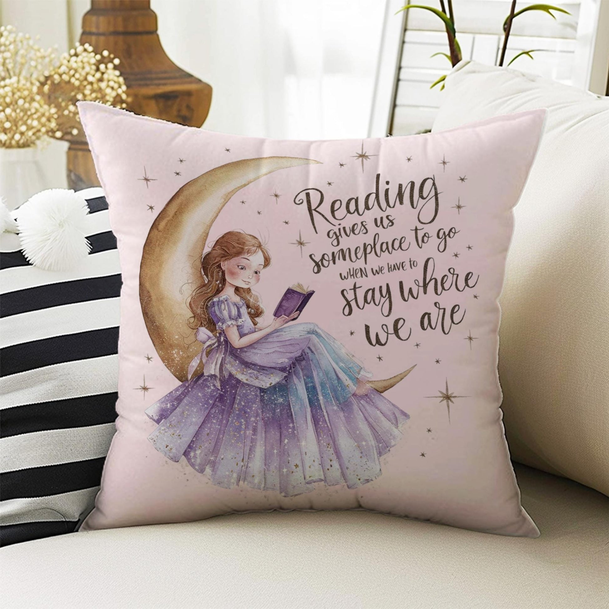Kids Room Decor Cute Girls Pillow Covers, Bold Nursery Cushion & Decorative Children Throw Pillowcases for Playroom