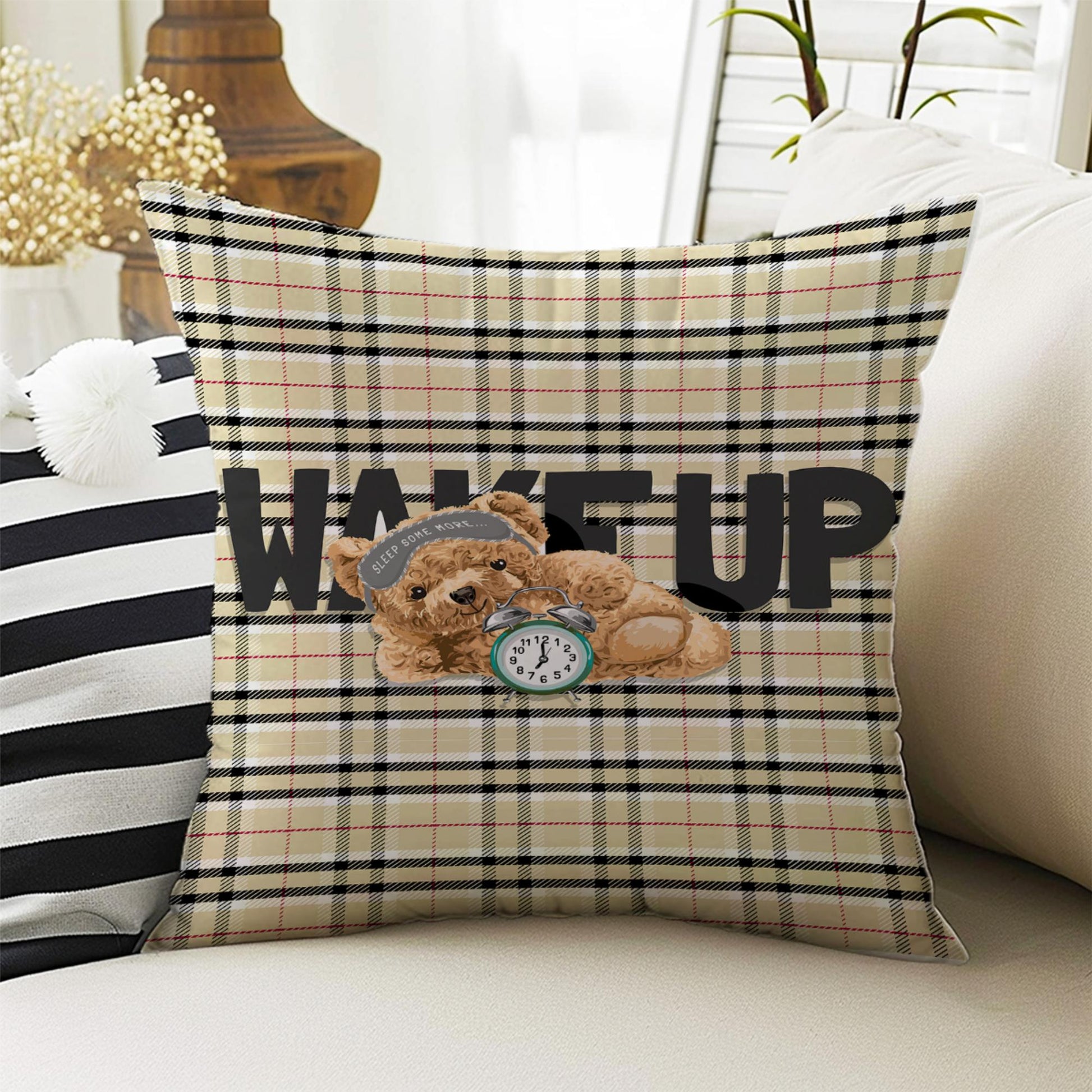 Kids Room Decor Cute Bear Animal Pillow Covers, Bold Nursery Cushion & Decorative Children Throw Pillowcases for Playroom