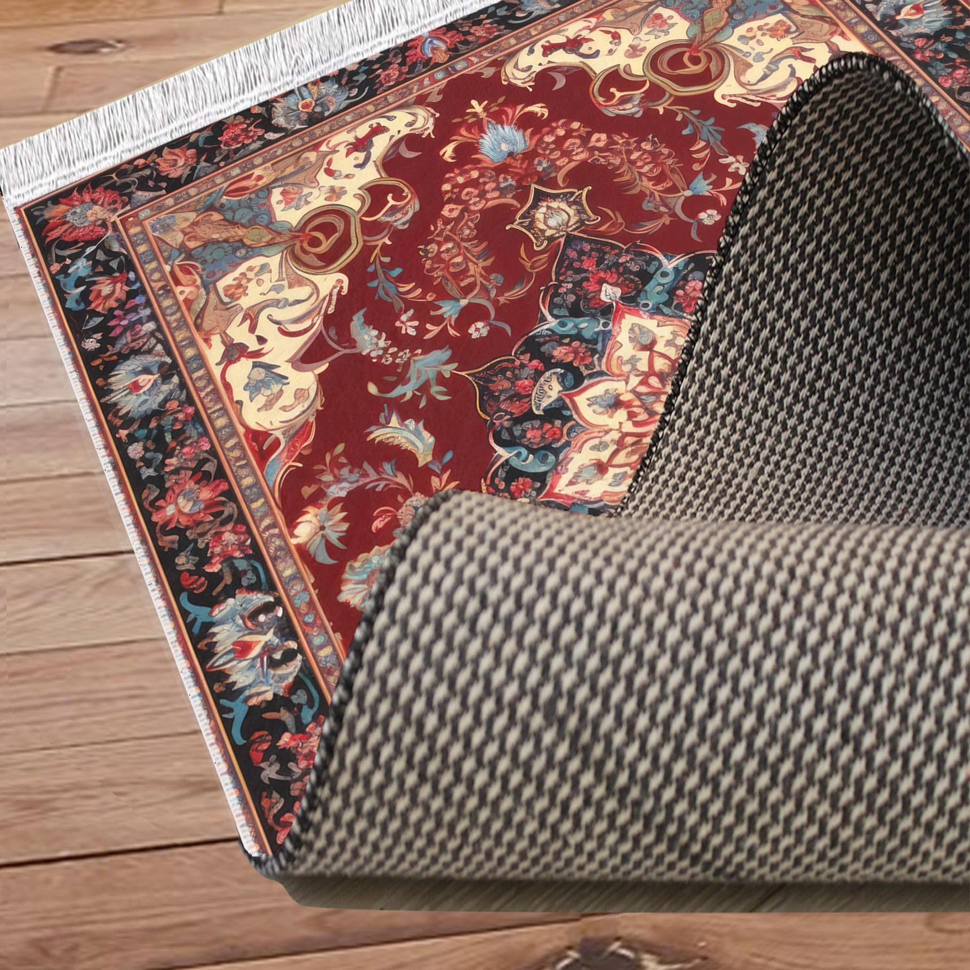 Persian Vintage Style Rug, Red Burgundy Turkish Ottoman Carpet, Soft Textured Kitchen Runner Bohemian Area Rug for Living Room Bedroom