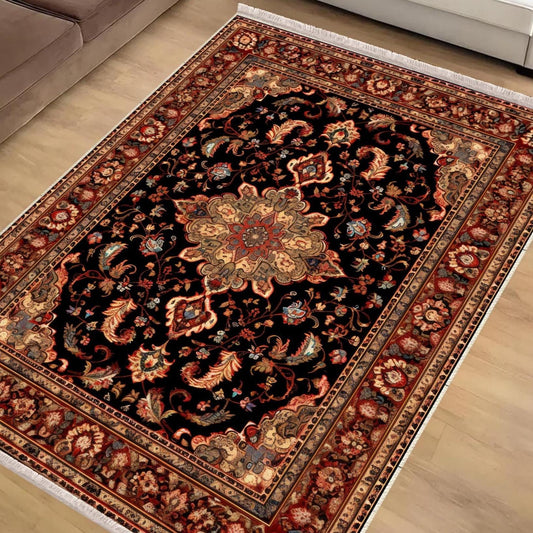 Persian Vintage Victorian Style Rug, Brown Turkish Medieval Carpet, Soft Textured Kitchen Runner, Bohemian Area Rug for Living Room Bedroom