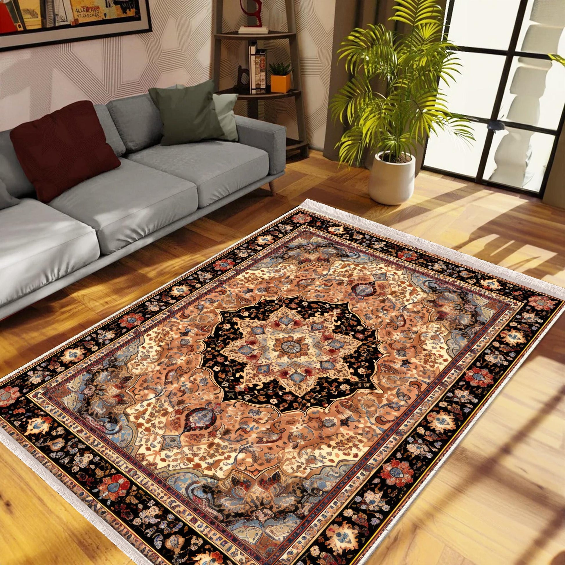 Persian Vintage Victorian Rug, Brown Turkish Medieval Carpet, Soft Textured Kitchen Runner, Bohemian Area Rug for Living Room Bedroom