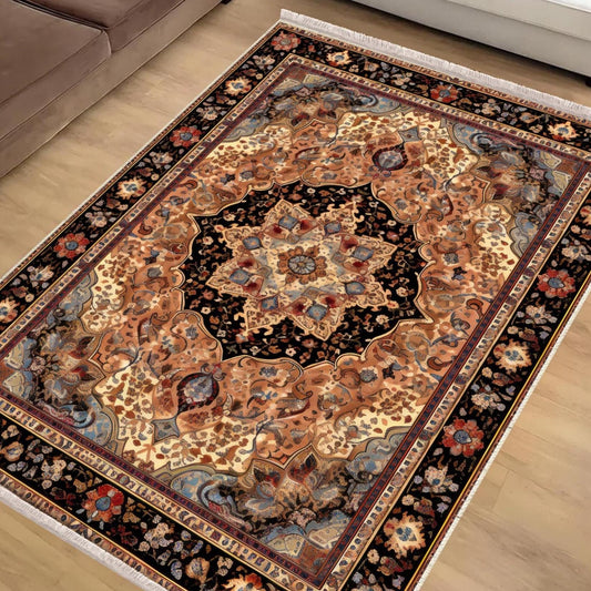 Persian Vintage Victorian Rug, Brown Turkish Medieval Carpet, Soft Textured Kitchen Runner, Bohemian Area Rug for Living Room Bedroom