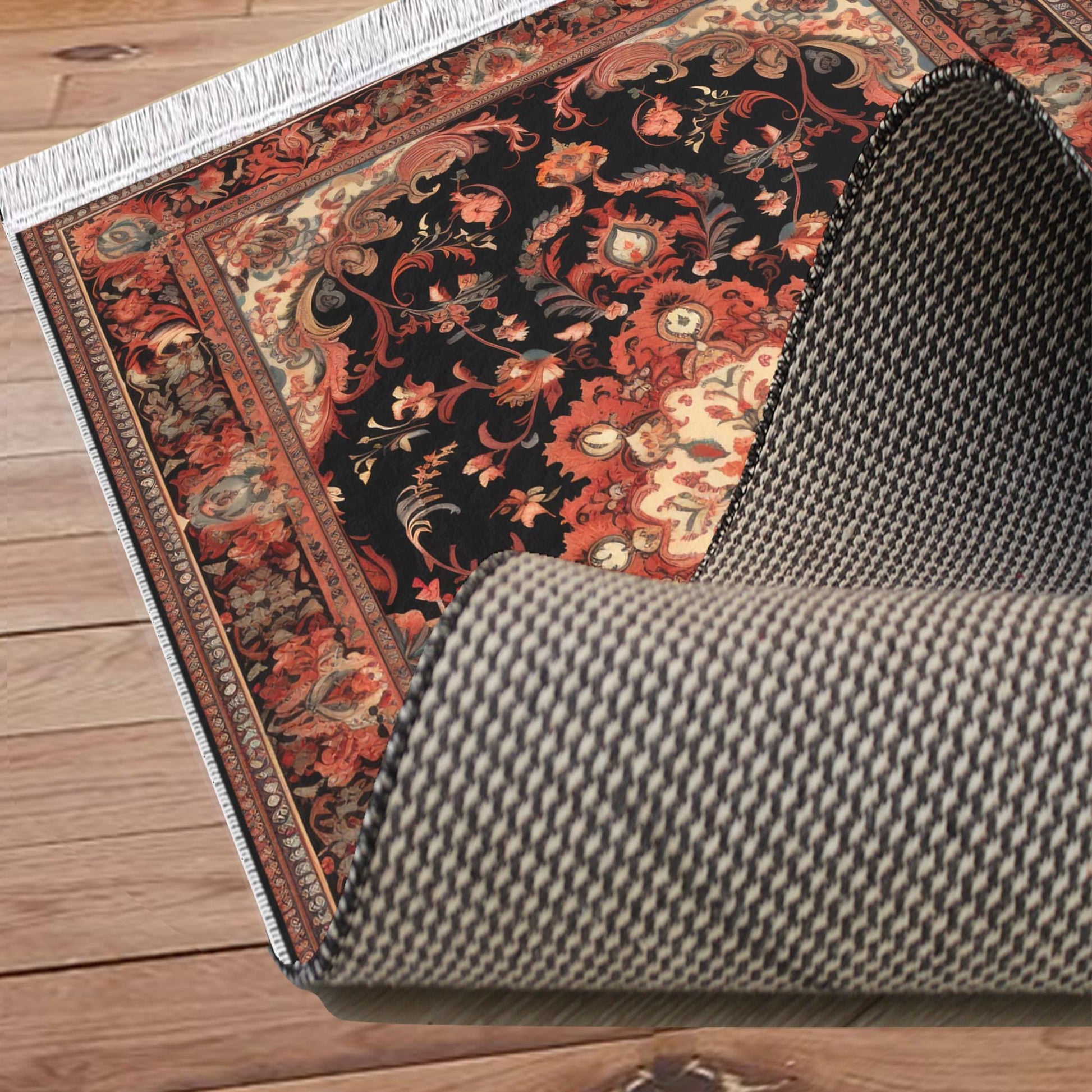 Persian Floral Victorian Rug, Brown Orange Turkish Medieval Carpet, Soft Textured Kitchen Runner, Bohemian Area Rug for Living Room Bedroom