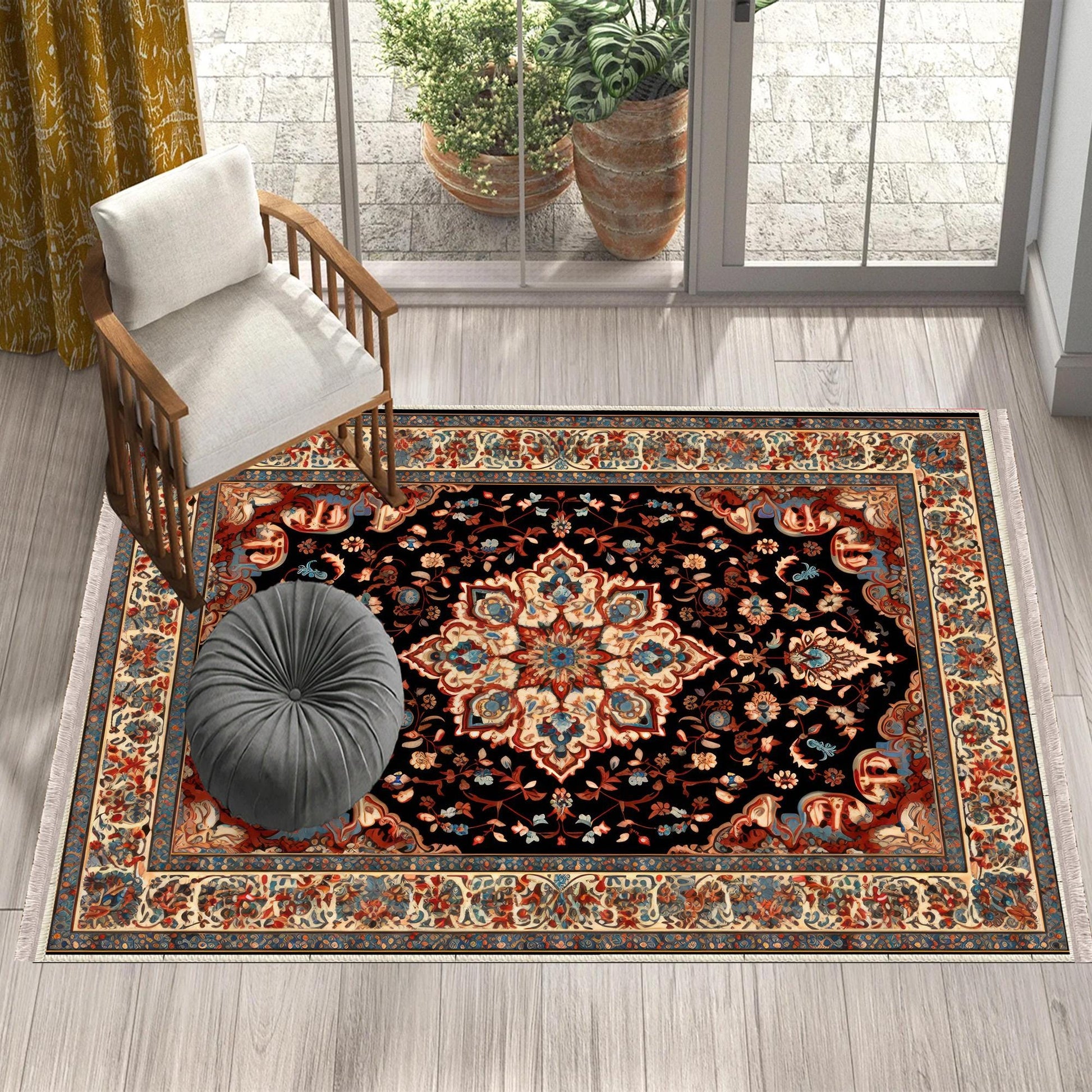 Persian Floral Victorian Rug Brown Orange Turkish Medieval Carpet Soft Textured Kitchen Runner Bohemian Area Rug