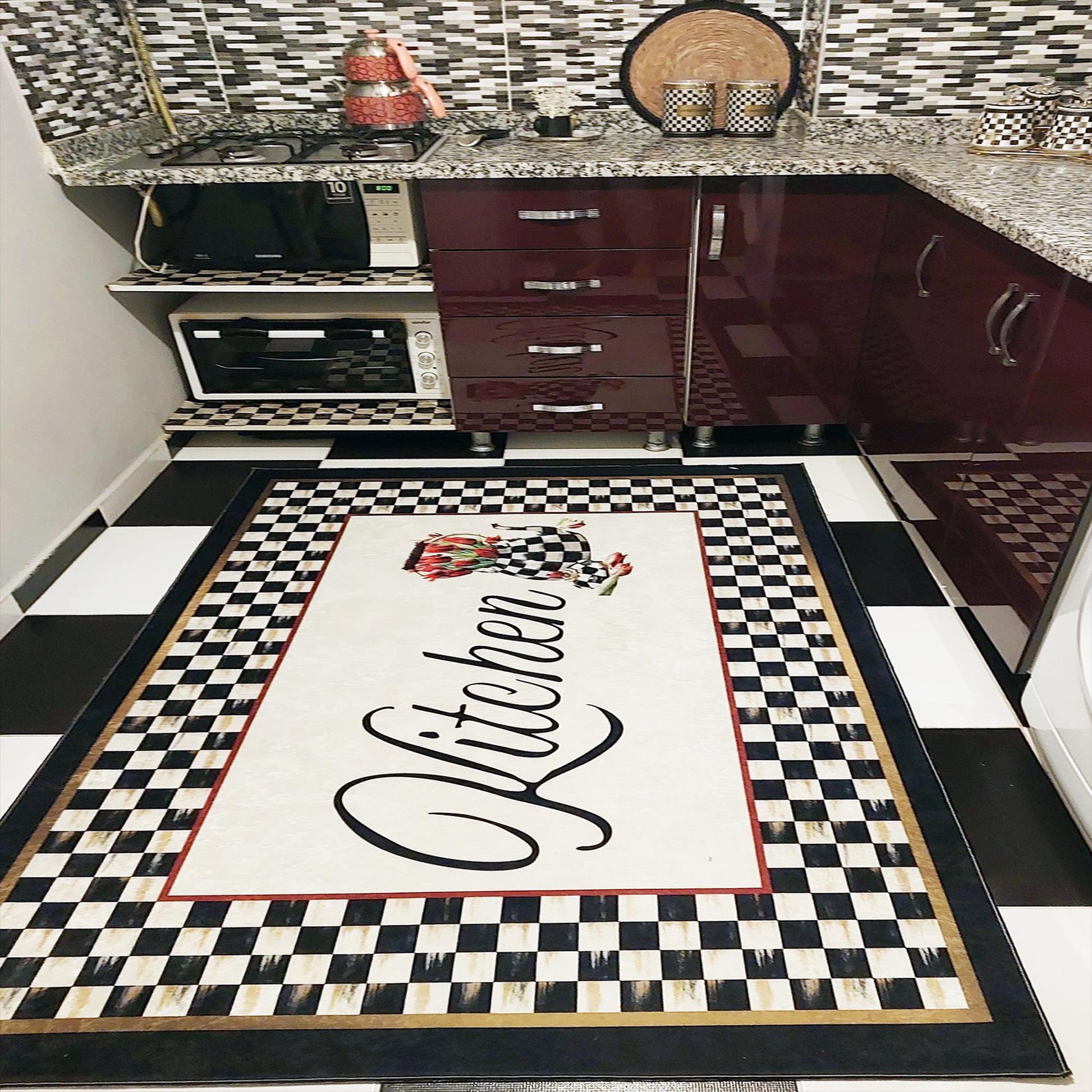 Washable Non-Slip Kitchen Runner Rug Floor Mat, Non-Slip Kitchen Mat, Home Decor Kitchen Rug, Modern Design Kitchen Mat