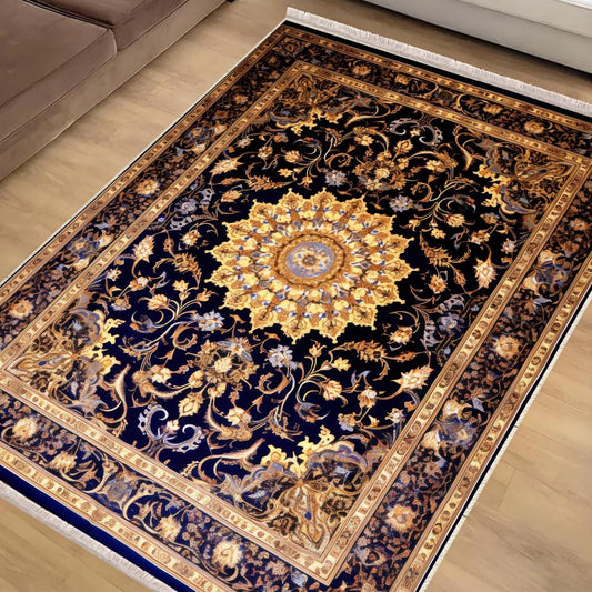 Persian Ethnic Victorian Tribal Rug - Brown Yellow Black Turkish Floral Medieval Carpet, Soft Textured Kitchen Runner Bohemian Area Rug