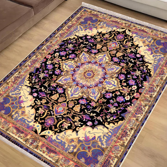 Gothic Ethnic Victorian Tribal Rug - Brown Purple Turkish Floral Medieval Carpet, Soft Textured Kitchen Runner Bohemian Area Rug