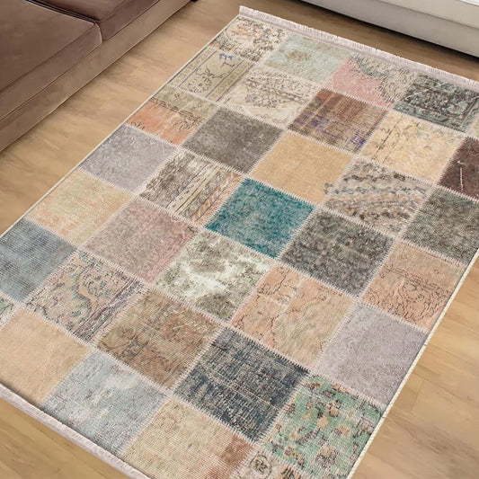 Traditional Retro Patchwork Design Kilim Area Rug Runner, Boho Accent Carpet, Unique Room Mat, Washable Anti-Slip Rug with pillow case gift