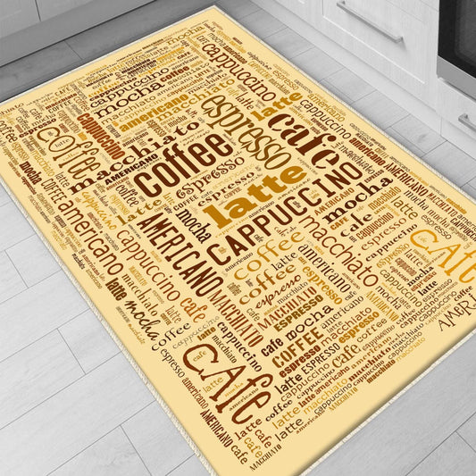 Coffee Cafe Kitchen Runner Rug - Washable Non-Slip Floor Mat, Durable Modern Kitchen Decor for Cooking & Baking Areas