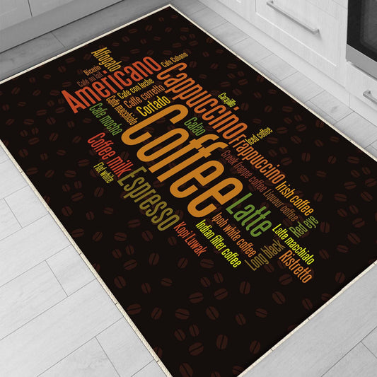 Coffee Theme Non-Slip Kitchen Runner Rug, Washable Modern Kitchen Mat, Home Decor Floor Mat for Cooking & Dining Areas