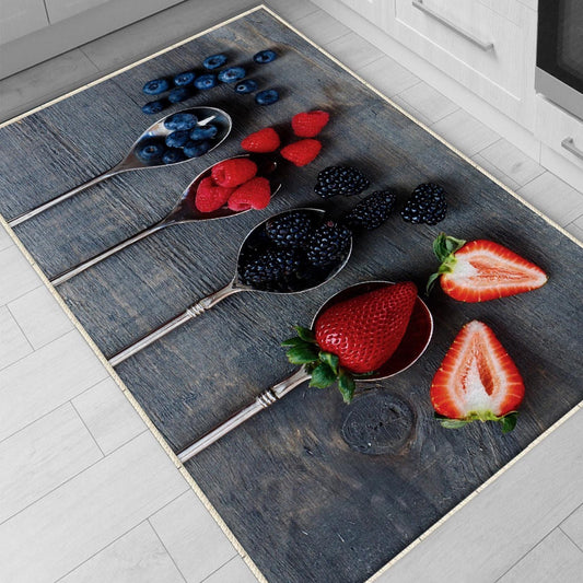 Fruits Theme Non-Slip Kitchen Runner Rug - Washable Floor Mat, Modern Home Decor Kitchen Mat, Durable Anti-Fatigue Mat