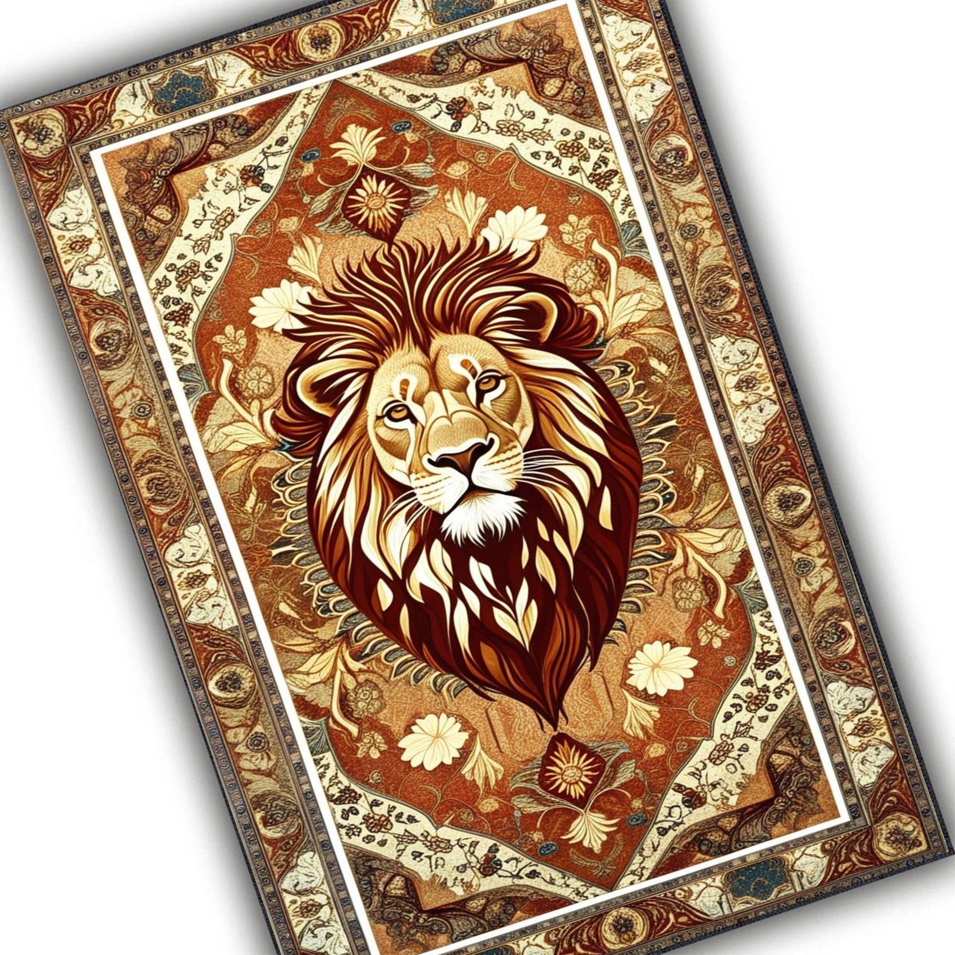 Vintage Lion Rug - Majestic Animal Area Rug for Living Room, Modern Vintage Style Lion Carpet, Popular Decorative Home Accent