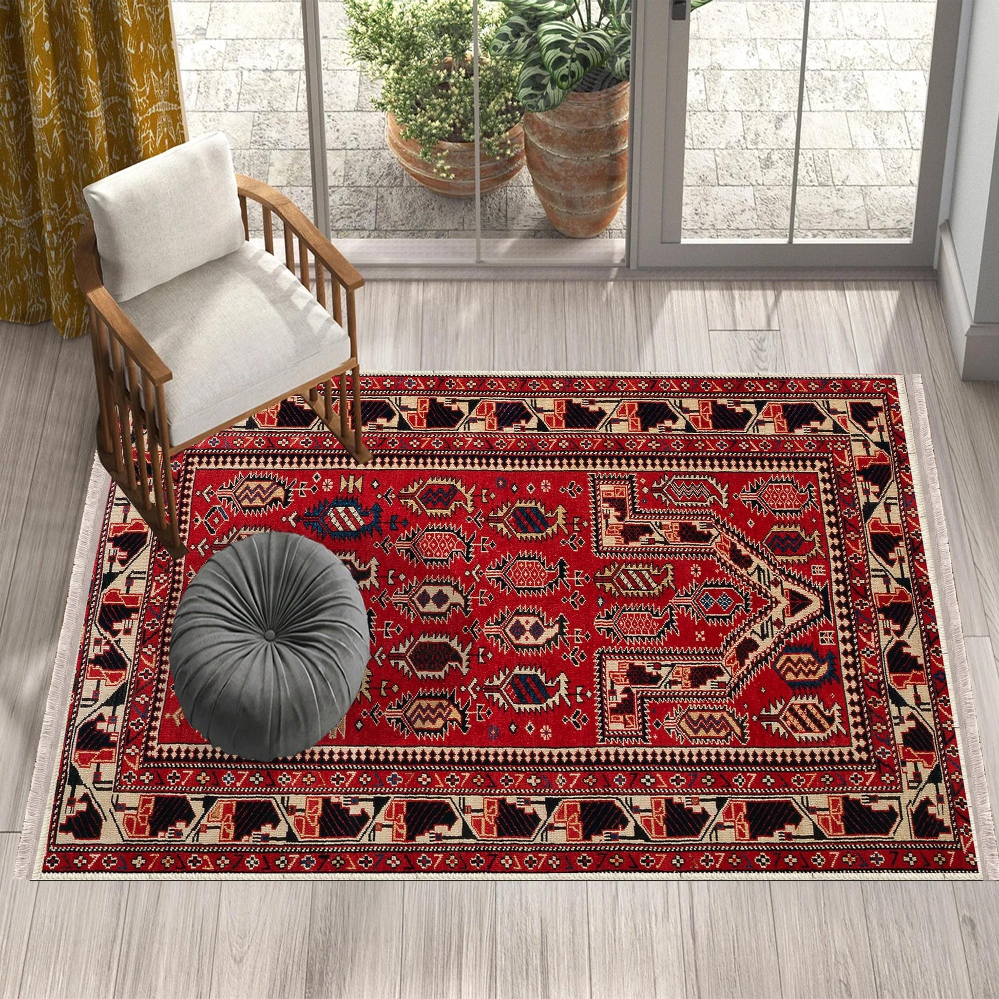 Authentic Ethnic Retro Persian Non-Slip Turkish Kilim Area Rug, Washable Living Room Rugs with pillow case gift, Housewarming Gift