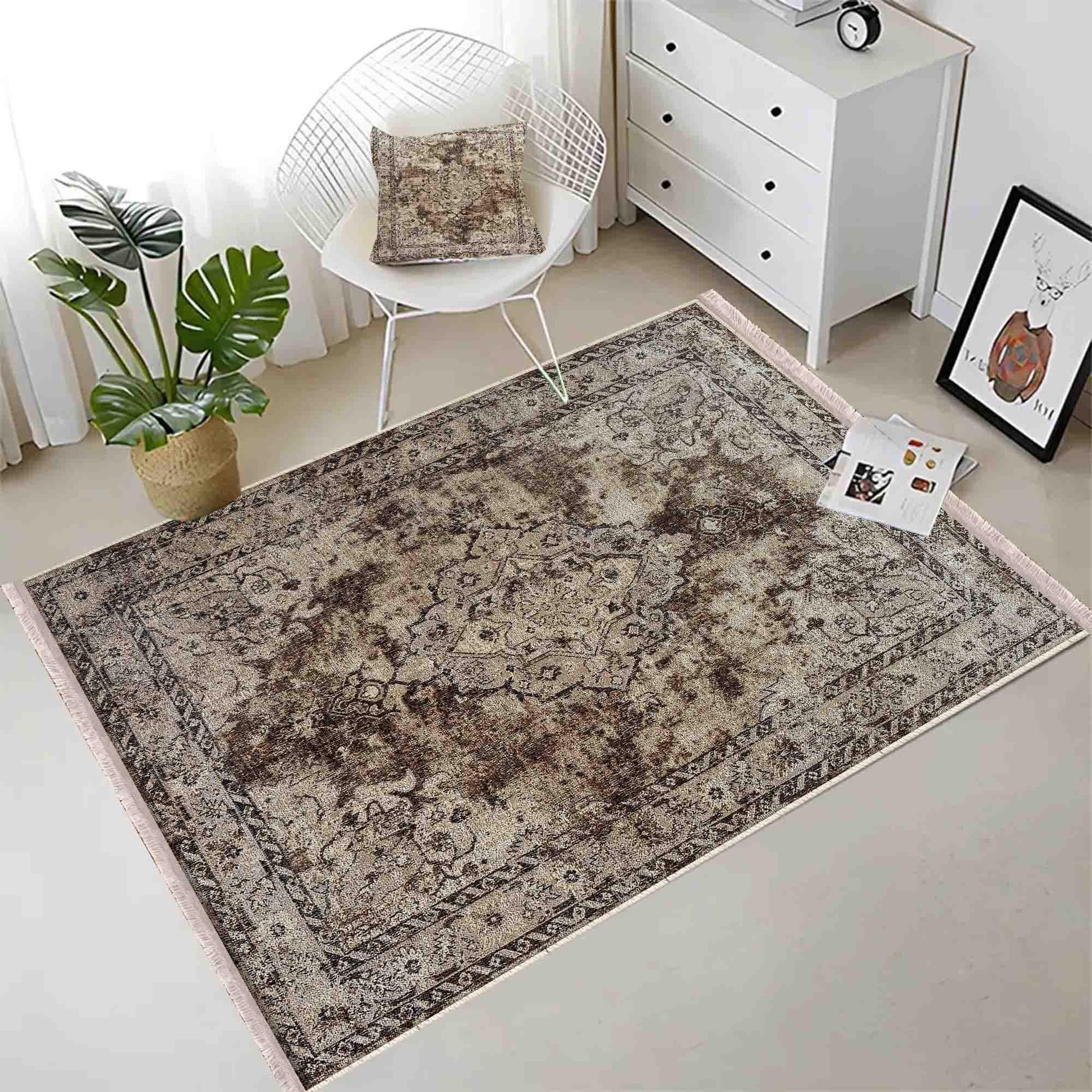Authentic Ethnic Retro Persian Anatolian Turkish Kilim Area Rug, Washable Non Slip Living Room Rugs with pillow case gift, Housewarming Gift