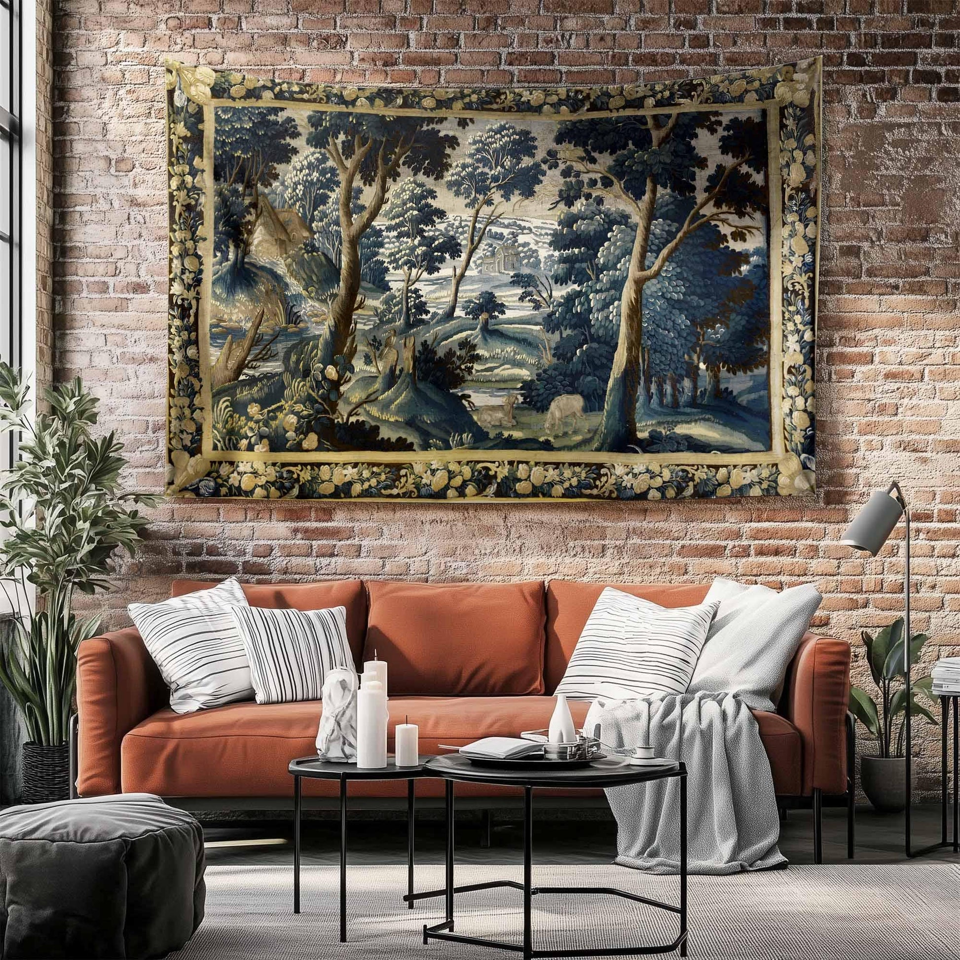 Fairy Forest Medieval Tapestry Wall Decor, Ethereal Dark Academia, Mystic Woodland, Botanical Forestcore Hanging, Dark Fantasy Wall Tapestry