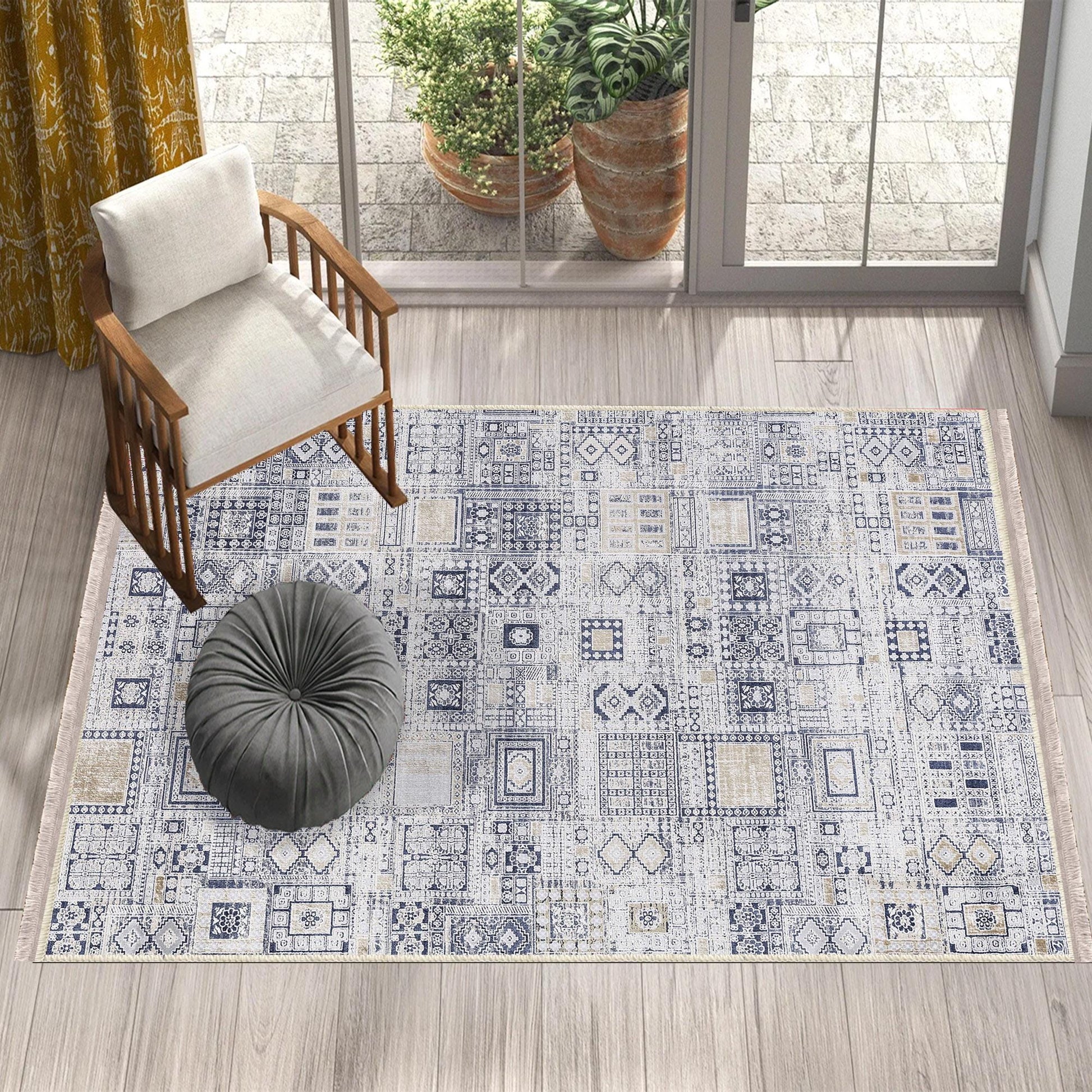 Authentic Ethnic Retro Persian Anatolian Turkish Kilim Area Rug, Washable Non Slip Living Room Rugs with pillow case gift, Brown Retro Rug