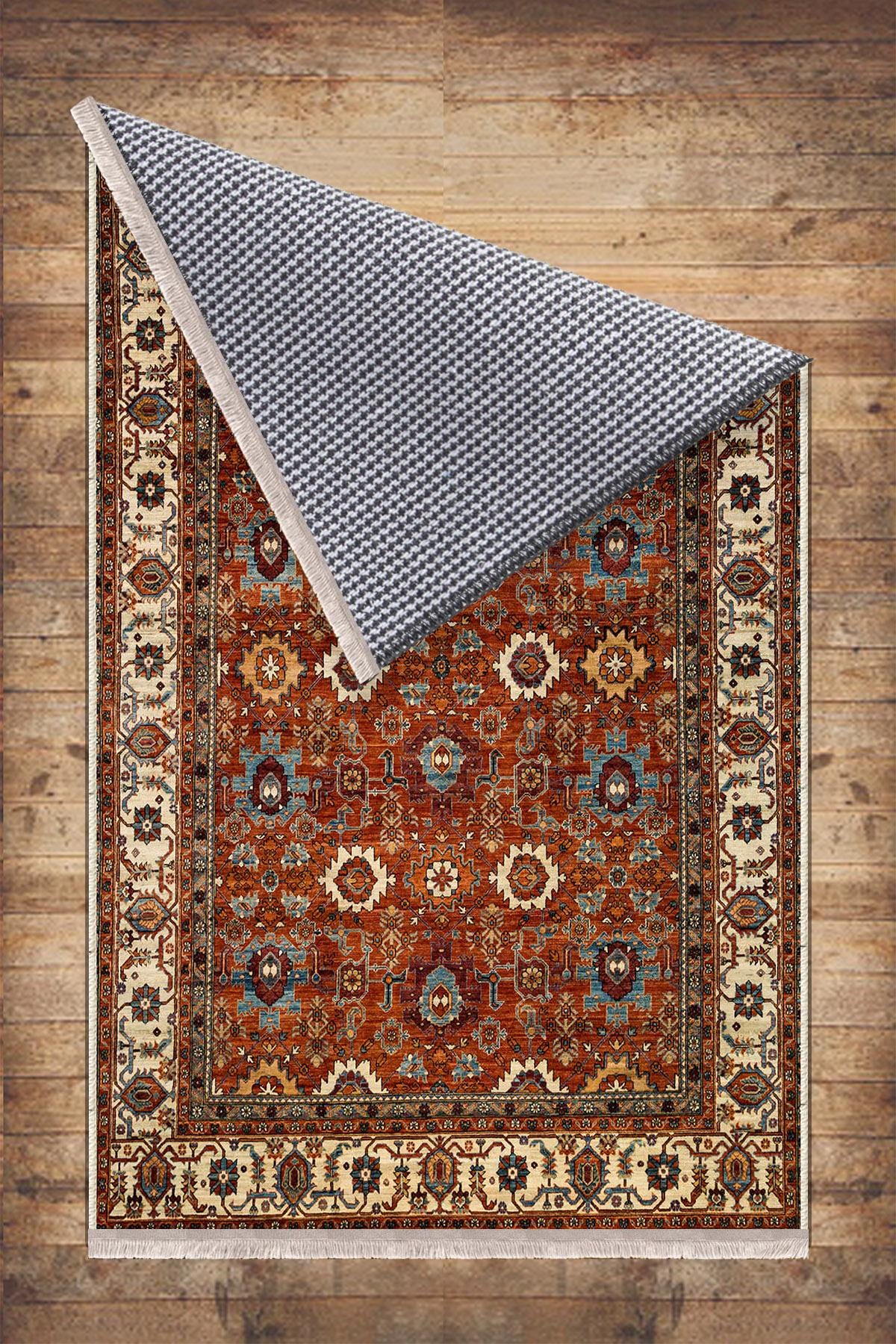 Brown Southwest Classic Area Rug|Ethnic Print Turkish Rug|Vintage Carpet|Washable Living Room Rug|Ottoman Court Carpet|Traditional Decor